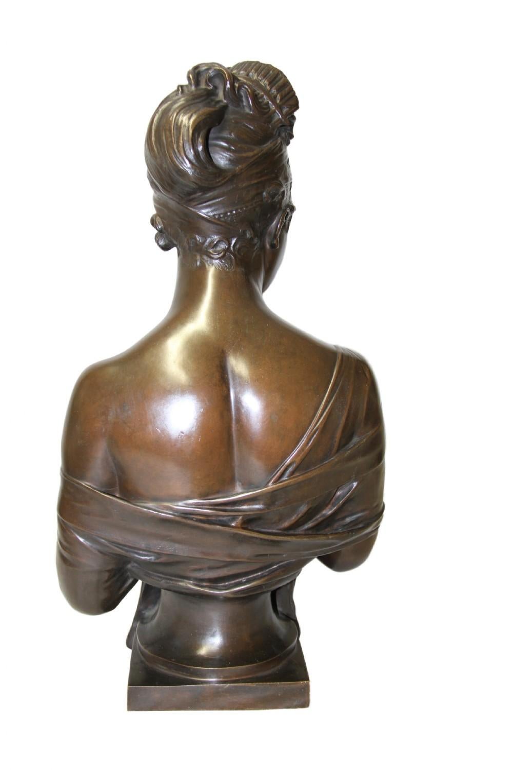 Large 19th Century French Bronze Bust of Juliette Recamier For Sale 2