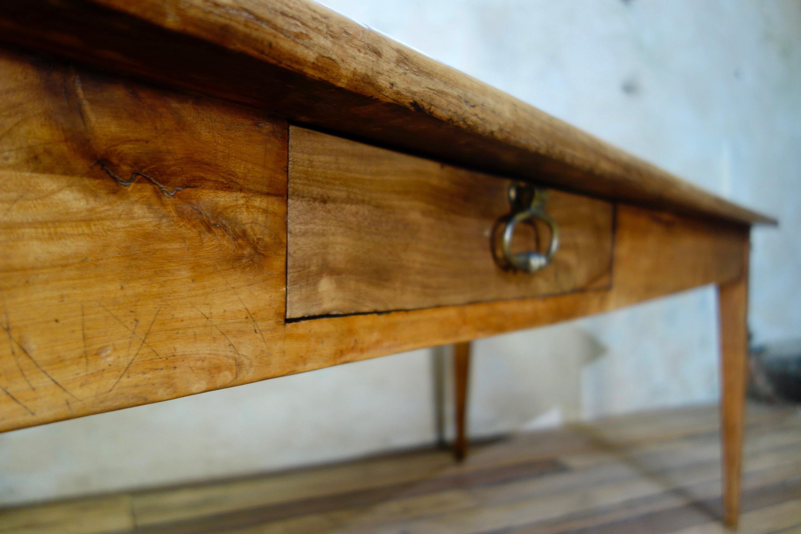 Large 19th Century French Fruitwood Farmhouse Table 1