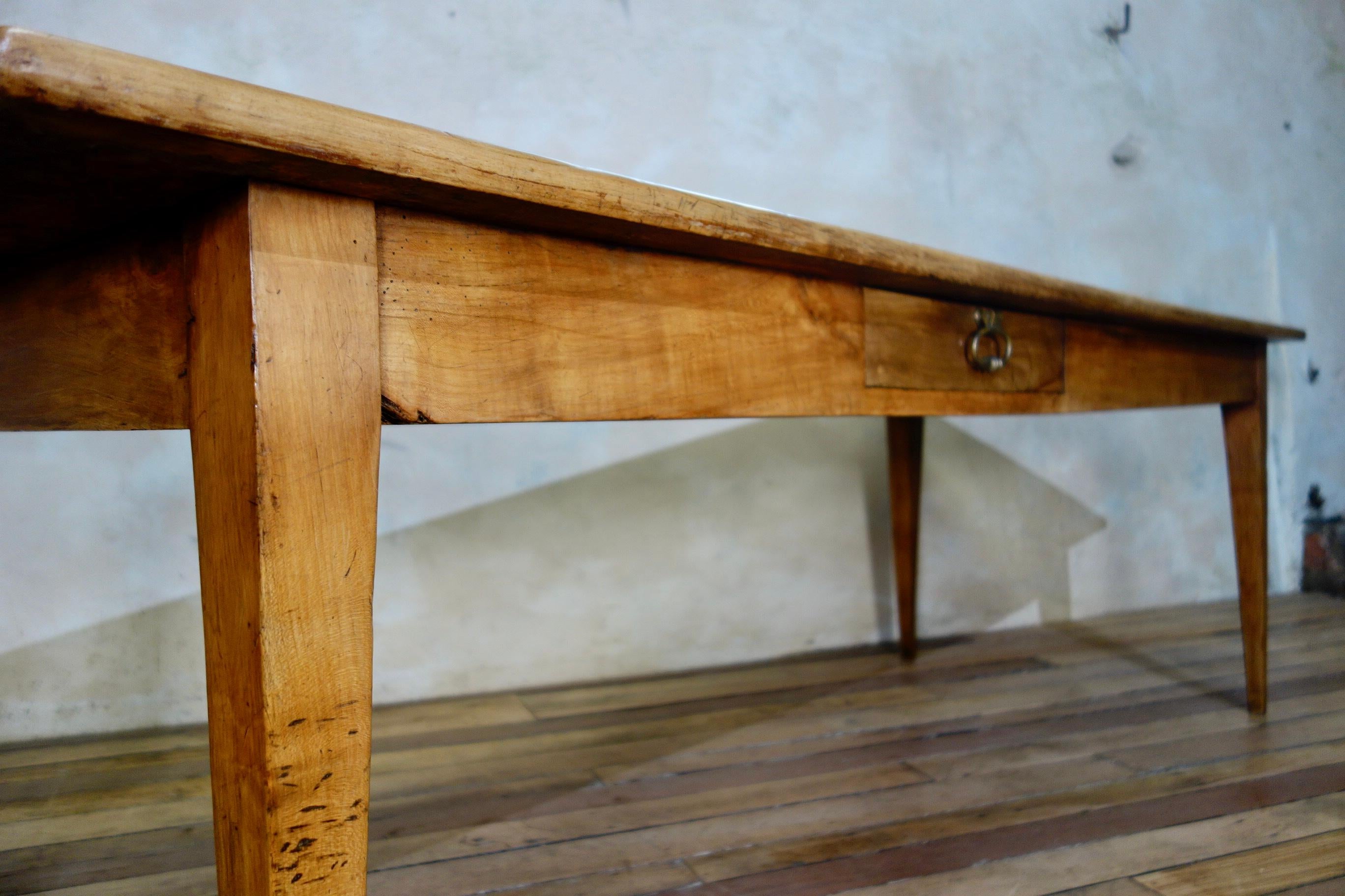 Large 19th Century French Fruitwood Farmhouse Table 2