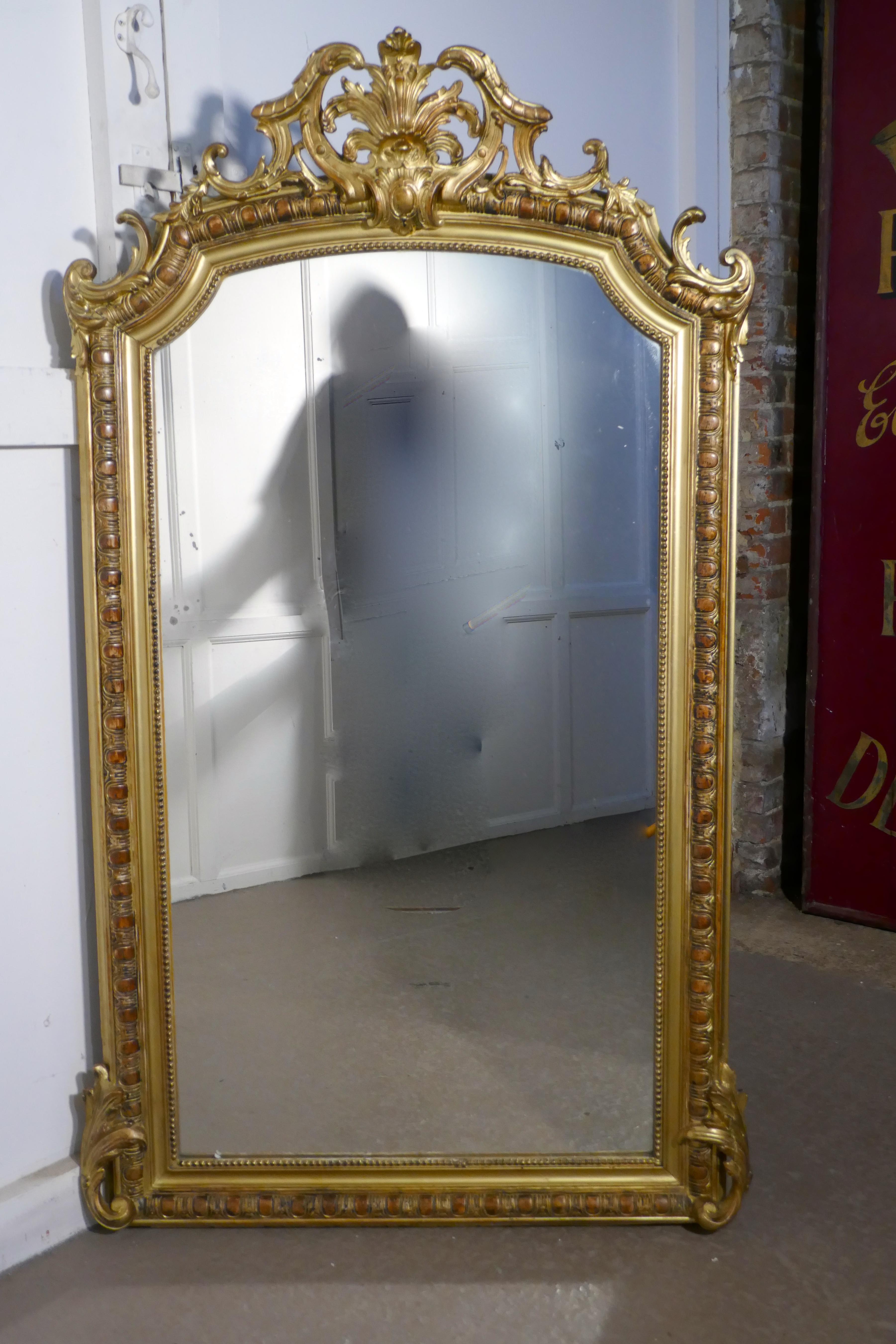 Large 19th Century French Gilt Wall Mirror In Good Condition In Chillerton, Isle of Wight