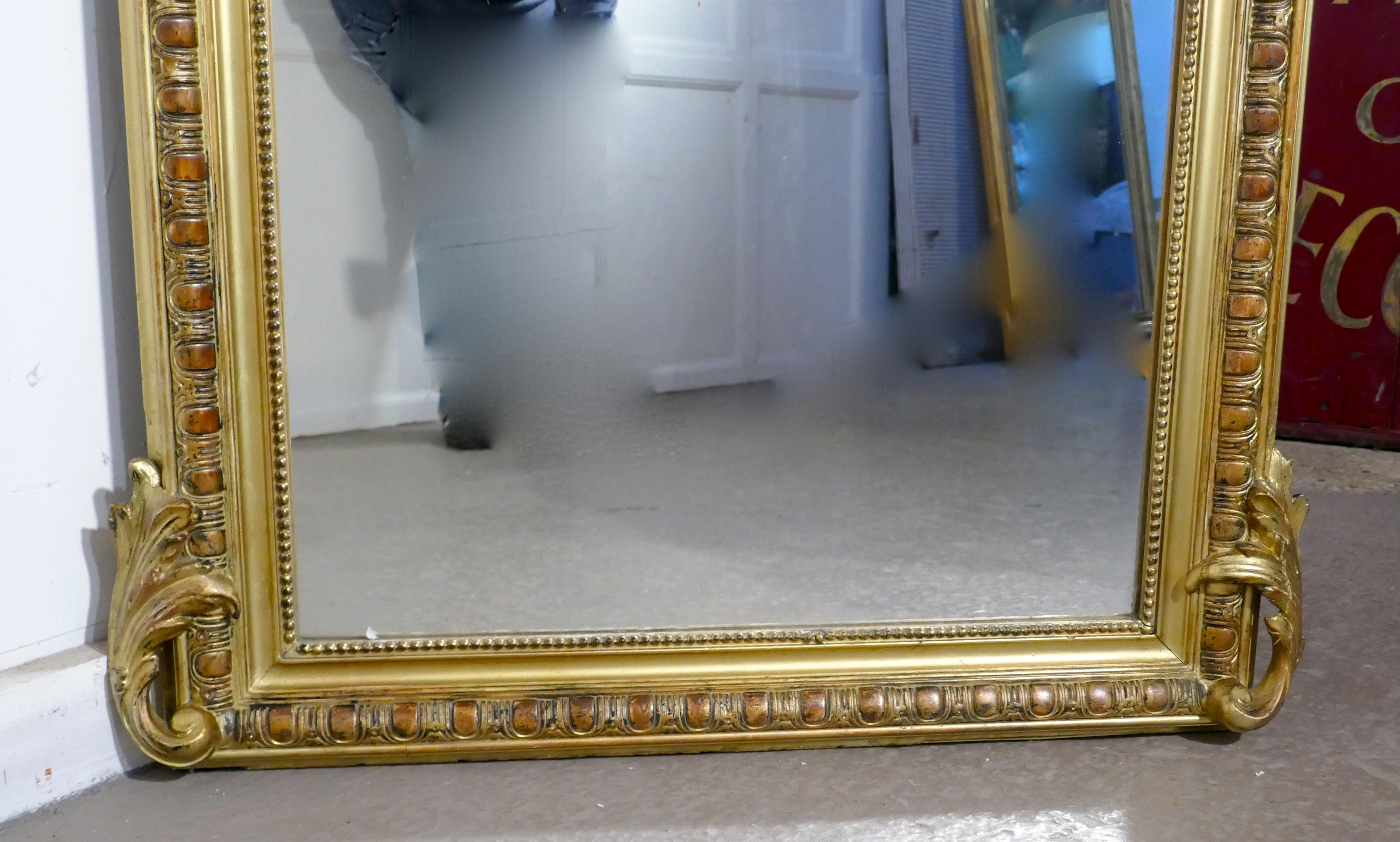 Giltwood Large 19th Century French Gilt Wall Mirror