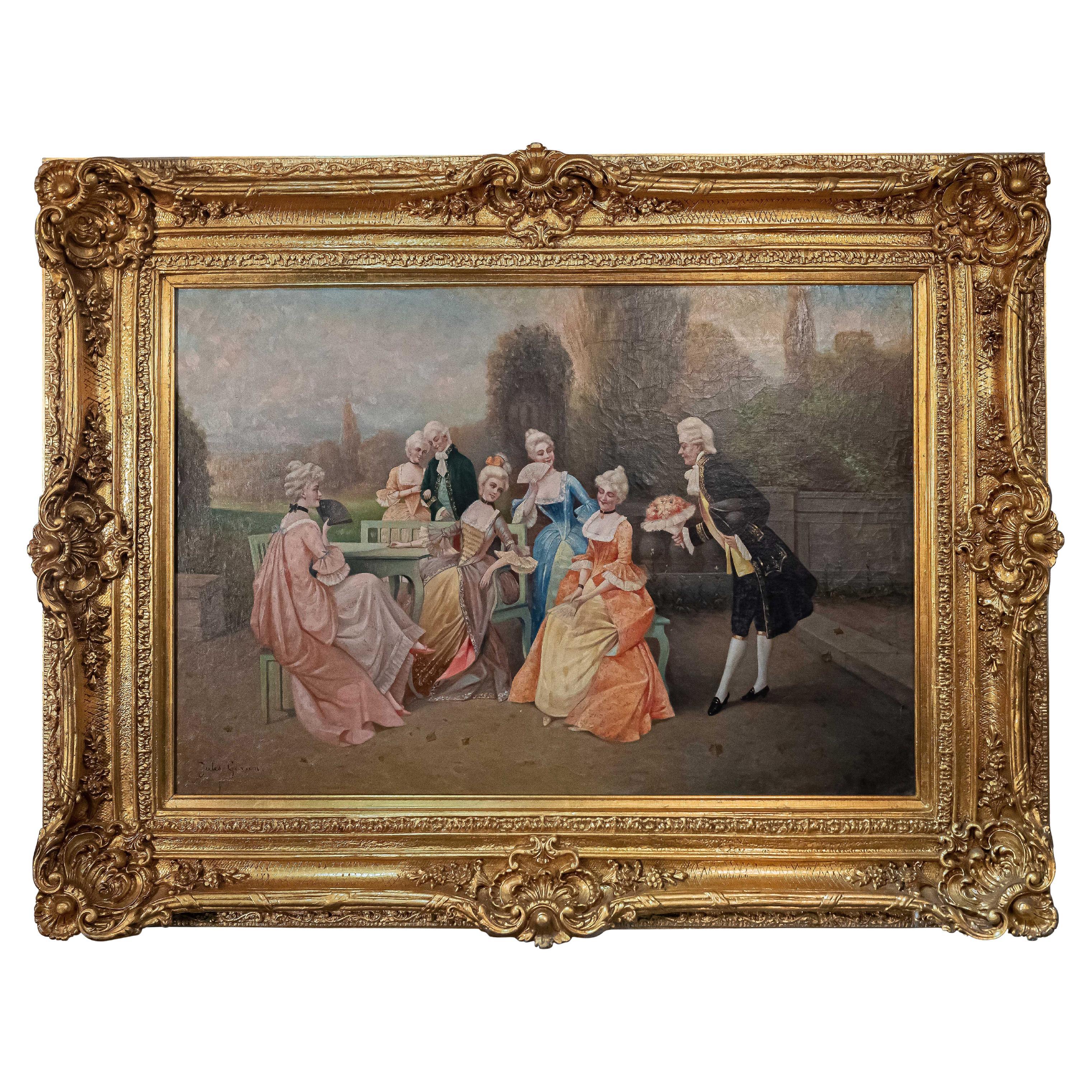 Large 19th Century French Oil on Canvas by Jules Garson