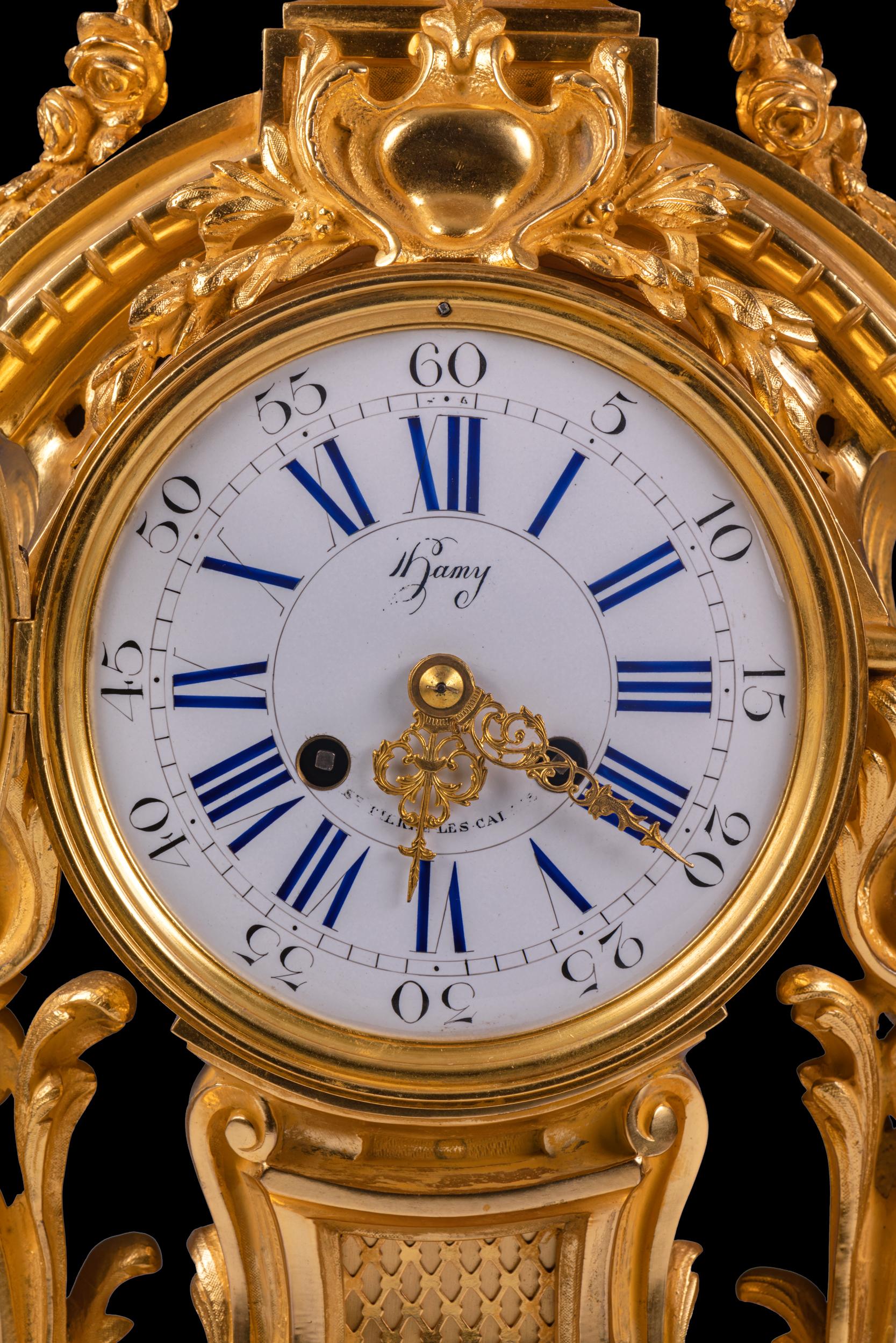 A Large 19th Century French Ormolu Mantle Clock In The Rococo Style For Sale 2