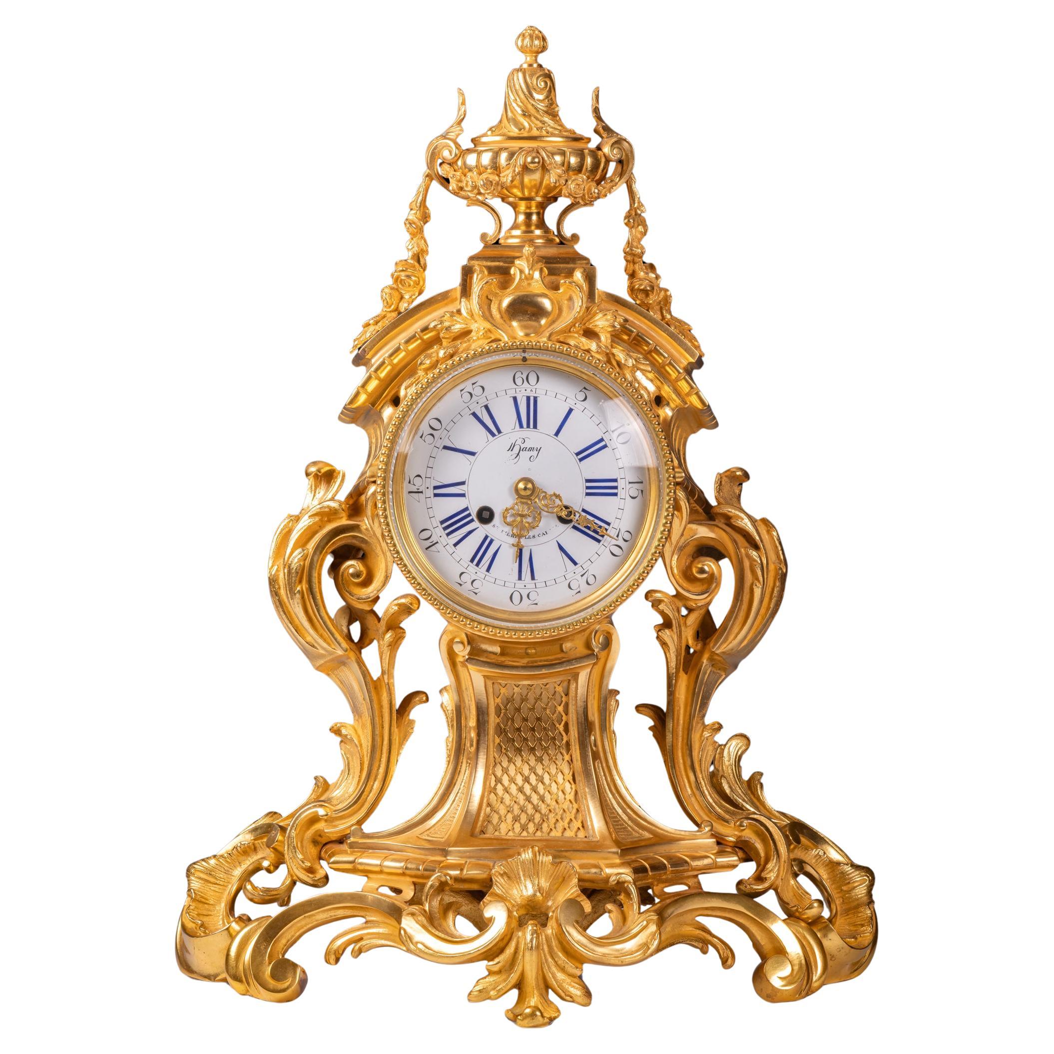 A Large 19th Century French Ormolu Mantle Clock In The Rococo Style