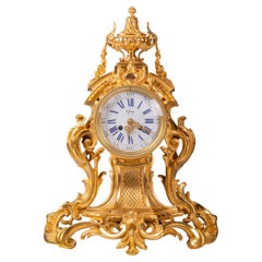 A Large 19th Century French Ormolu Mantle Clock In The Rococo Style
