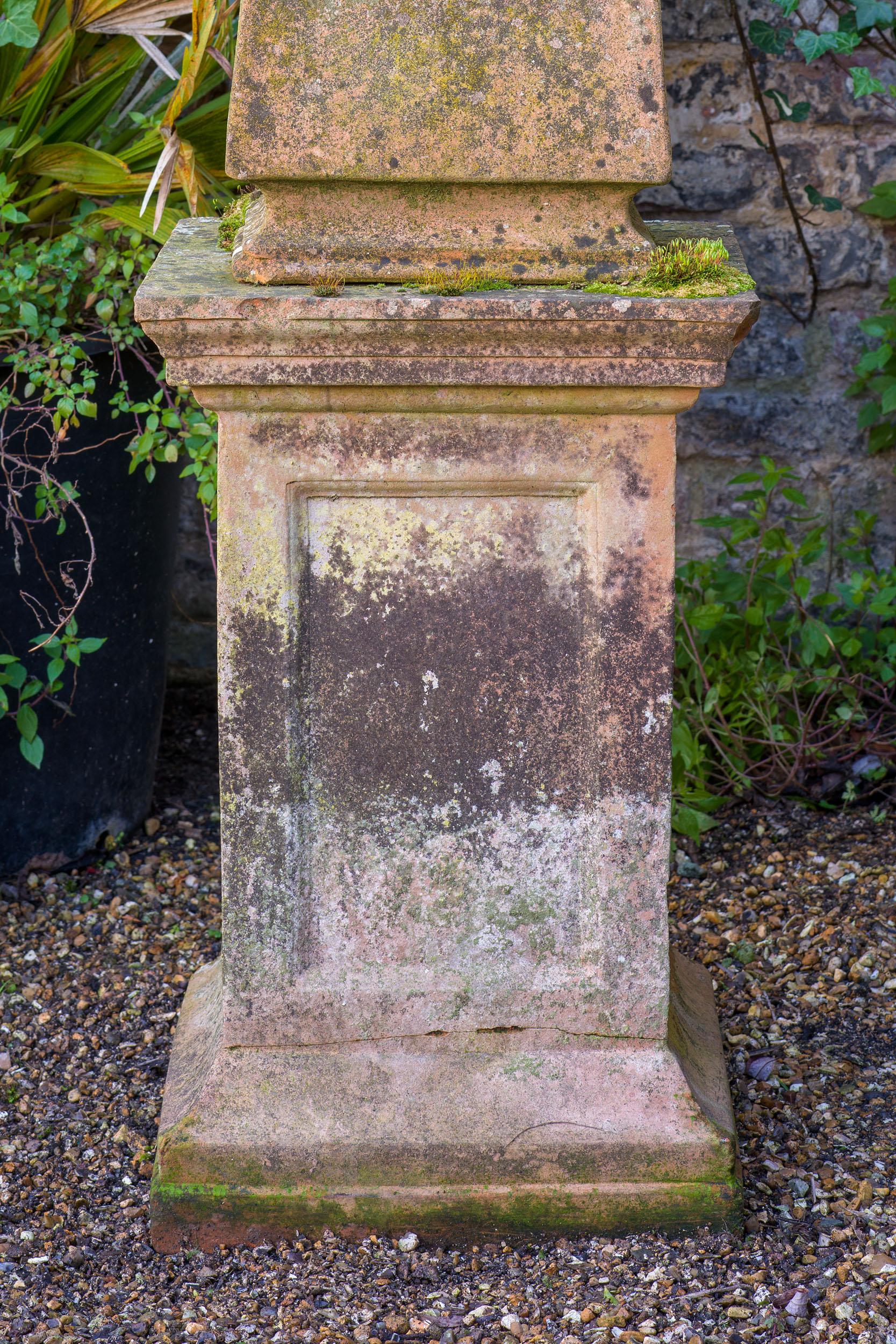 A Large 19th Century Garden Obelisk in Terracotta For Sale 7