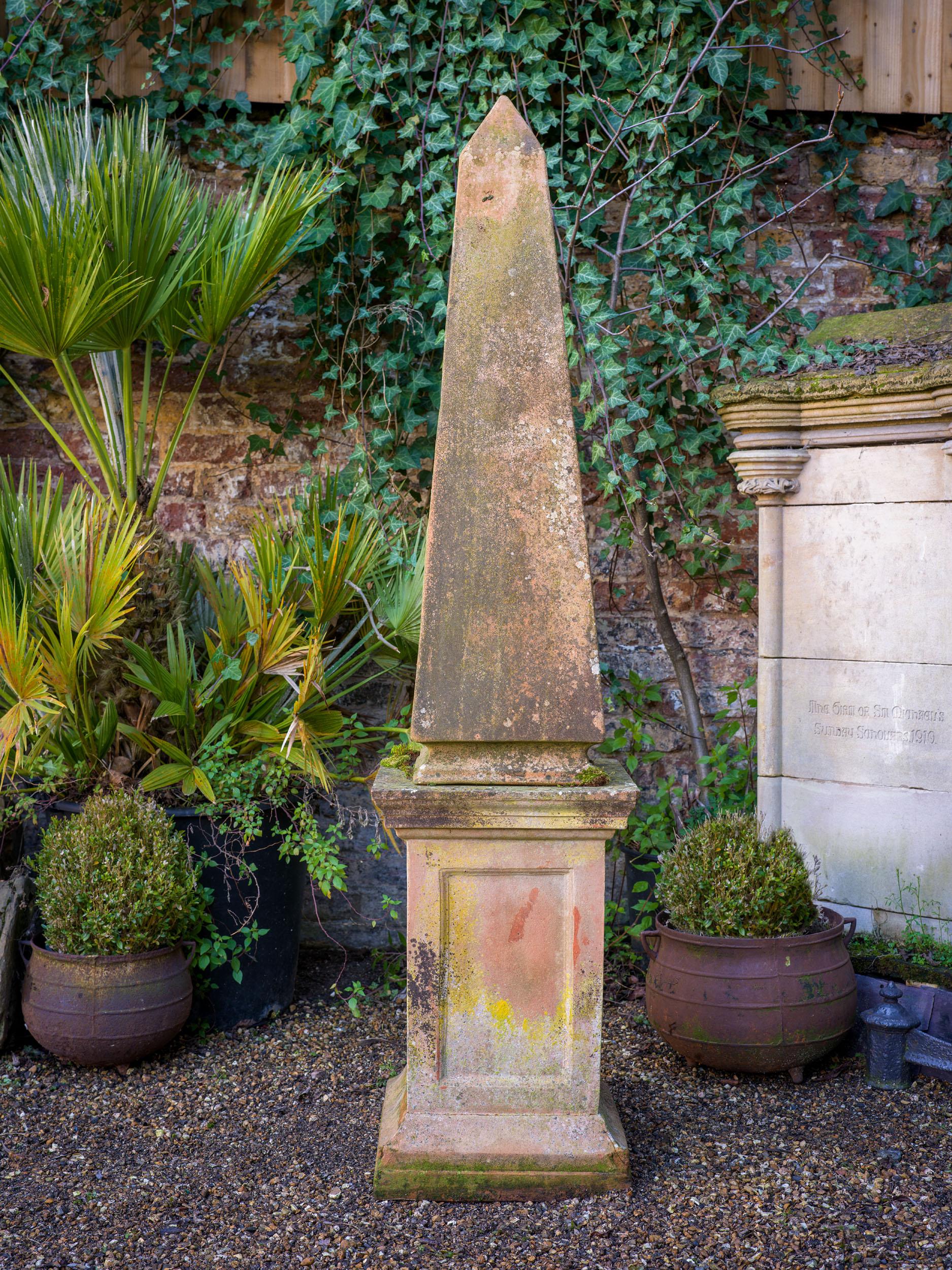 A Large 19th Century Garden Obelisk in Terracotta For Sale 2