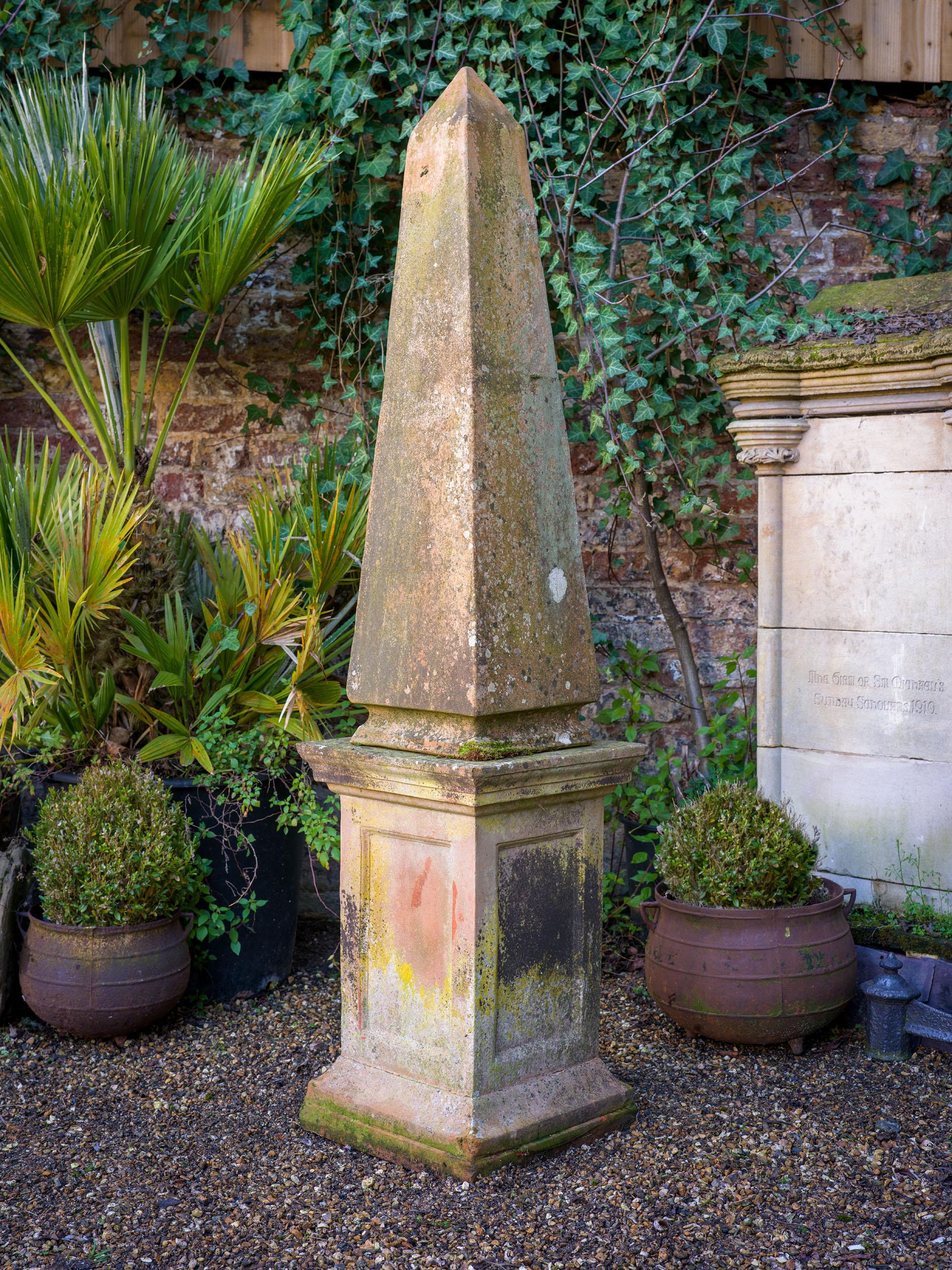 A Large 19th Century Garden Obelisk in Terracotta For Sale 3