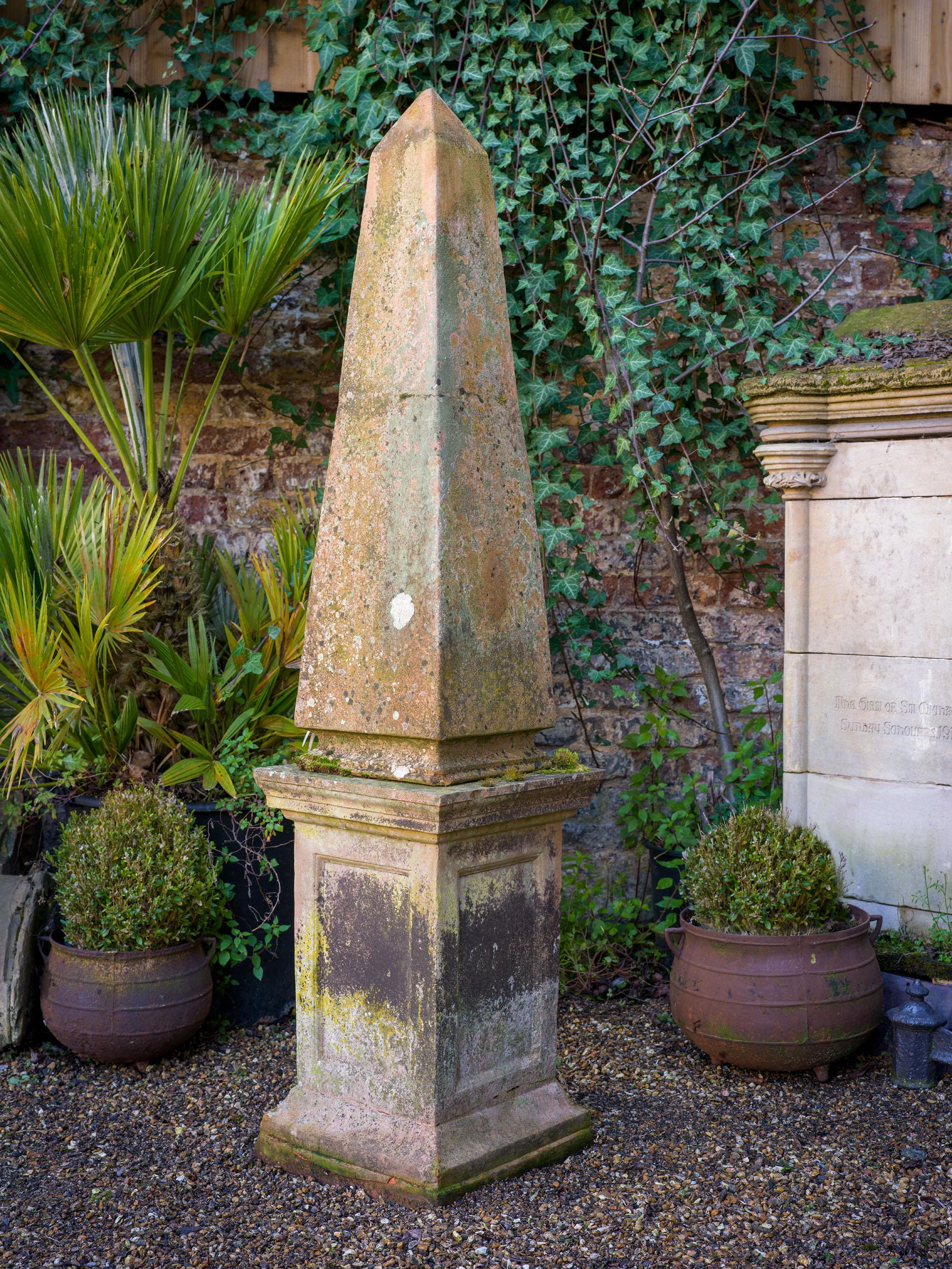 A Large 19th Century Garden Obelisk in Terracotta For Sale 5