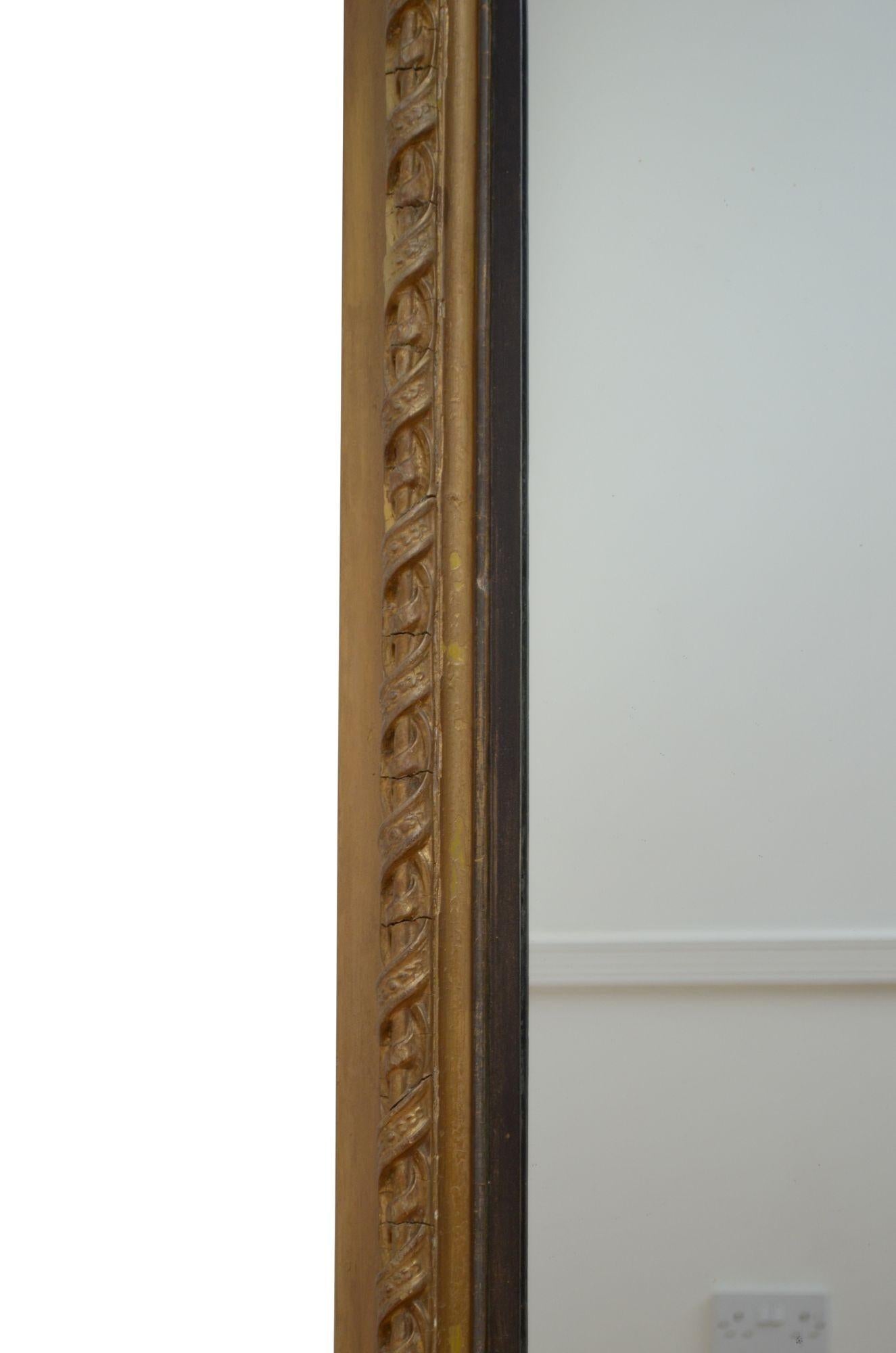 English Large 19th Century Gilded Wall Mirror For Sale