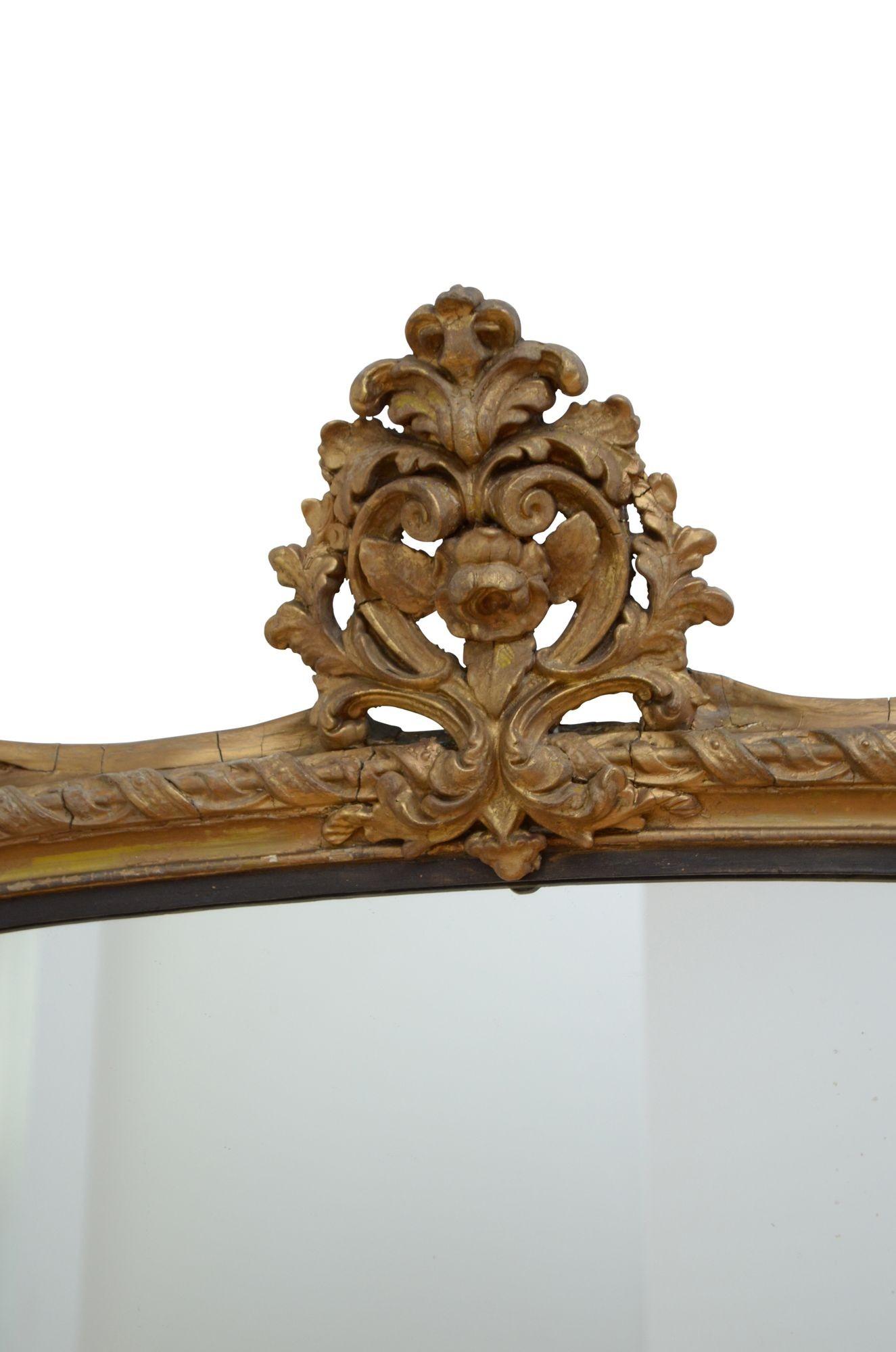 Large 19th Century Gilded Wall Mirror For Sale 1