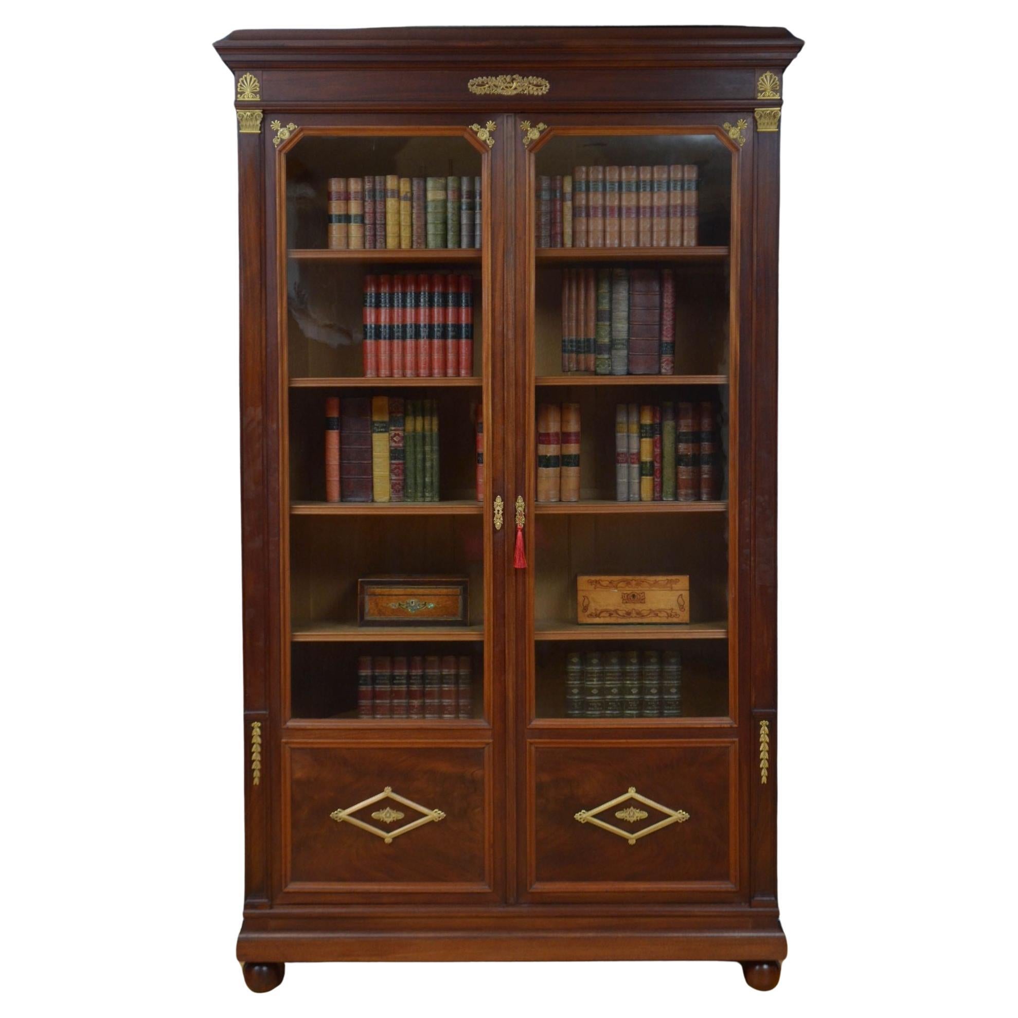 A Large 19th Century Glazed Bookcase For Sale