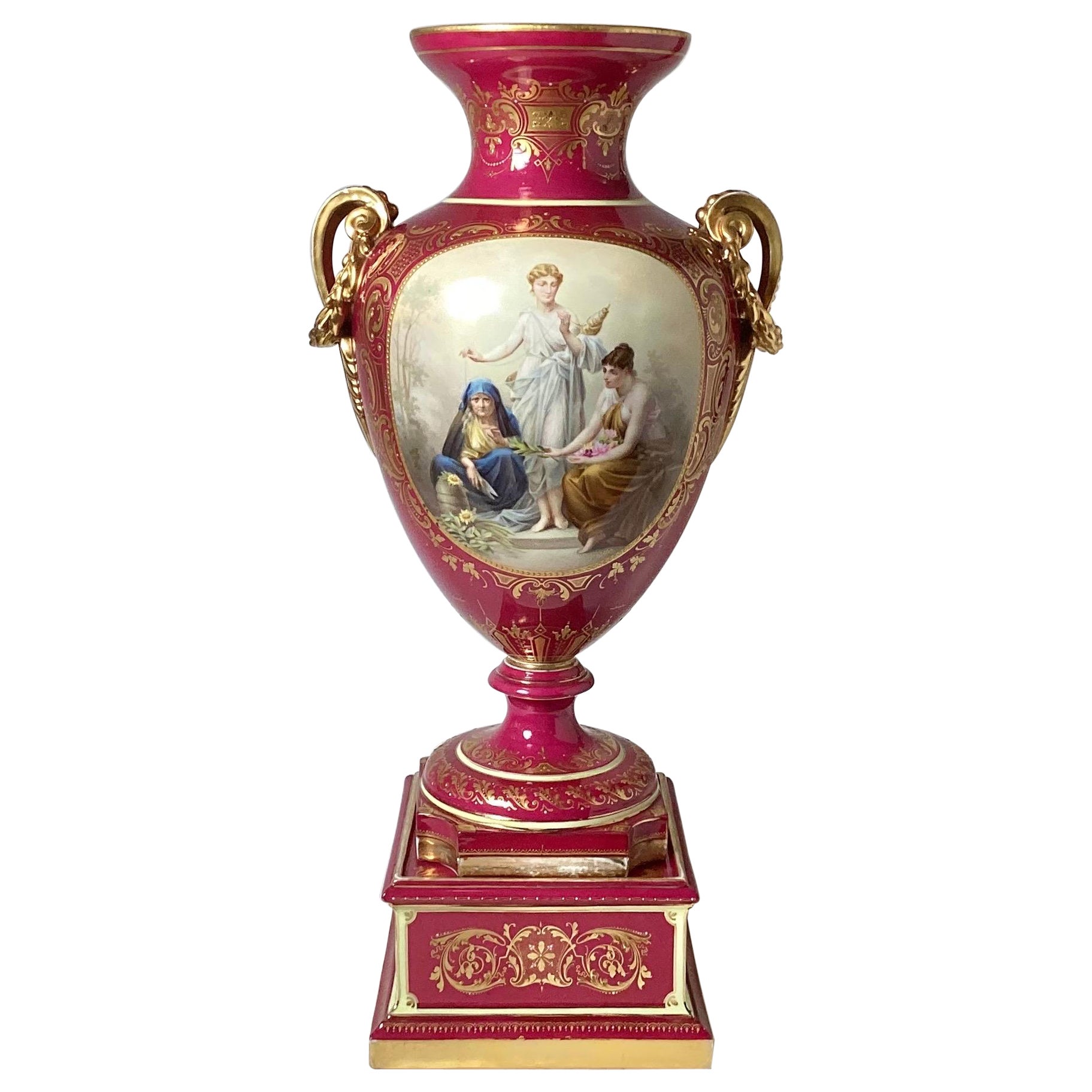 A Large 19th Century Hand Painted Porcelain Palace Vase by Royal Vienna