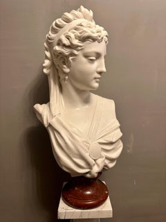 A large 19th Century Italian Statuary White Marble Female Neoclassical Bust