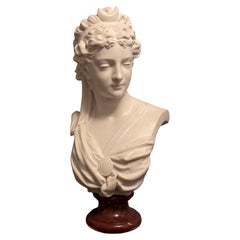 A large 19th Century Italian Statuary White Marble Female Neoclassical Bust