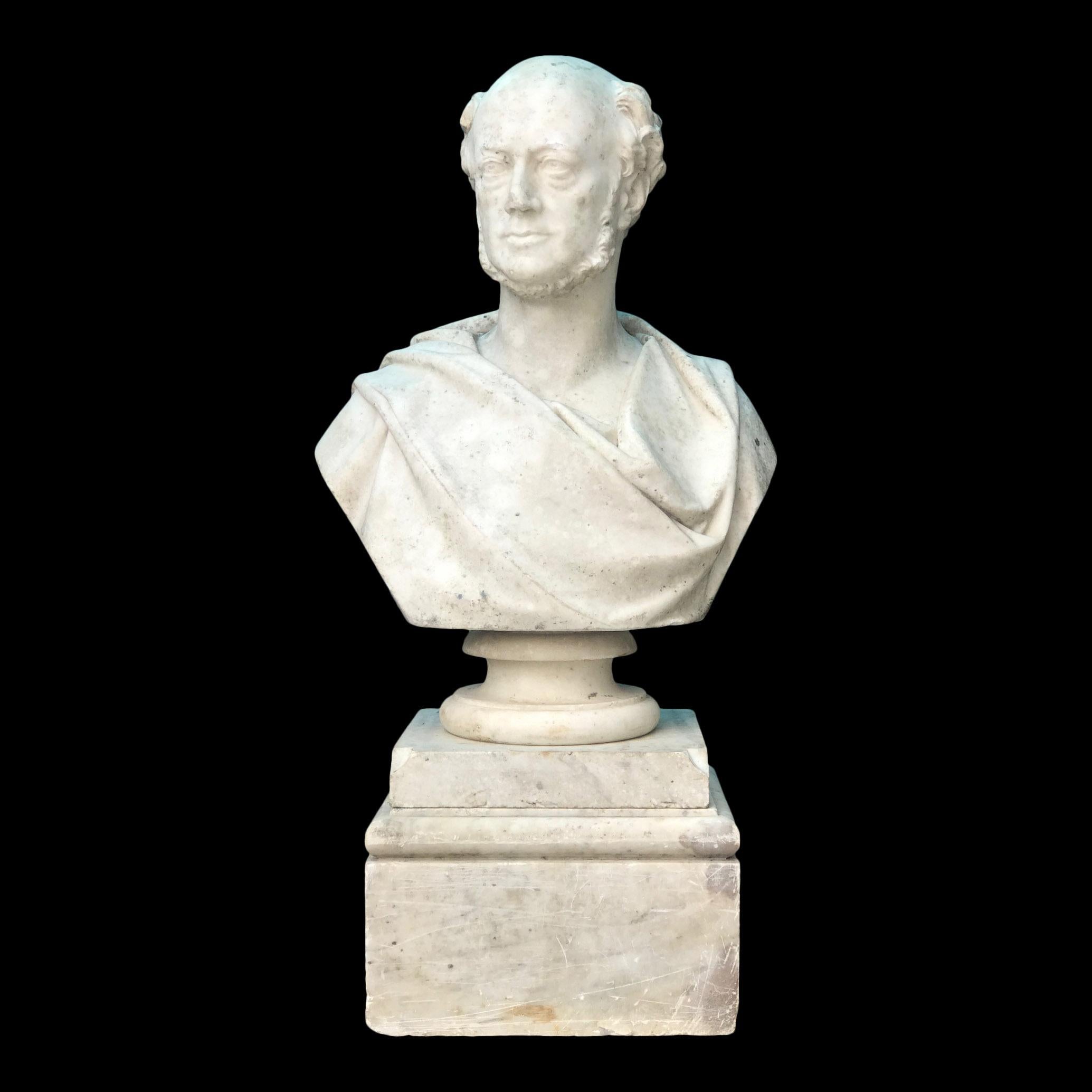 Victorian Large 19th Century Marble Bust of the Gentleman Matthew Noble For Sale
