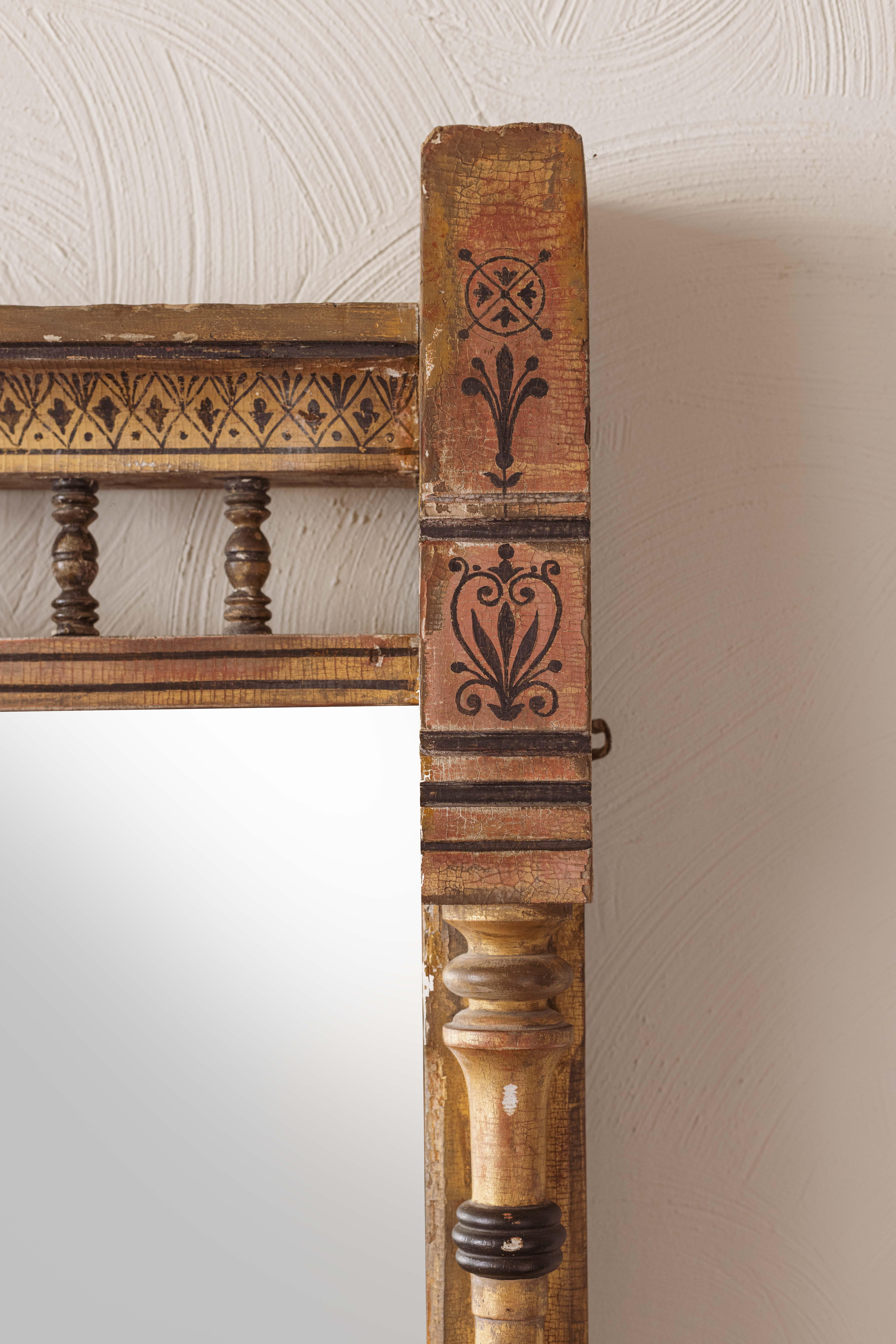 Grand miroir à trumeau peint du XIXe siècle Bon état - En vente à Shipston-On-Stour, GB