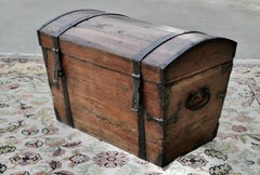 A Large 19th Century Pine Dome Top Trunk  This trunk has a very attractive shape