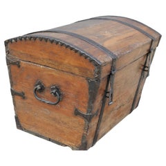 A Large 19th Century Pine Dome Top Trunk  This trunk has a very attractive shape