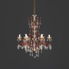 A Large 19th Century Red Glass Beaded Chandelier
