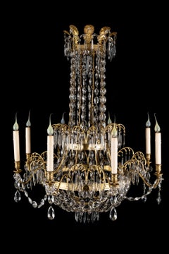 A Large 19th Century Russian Neoclassical Ormolu and Cut Crystal Chandelier