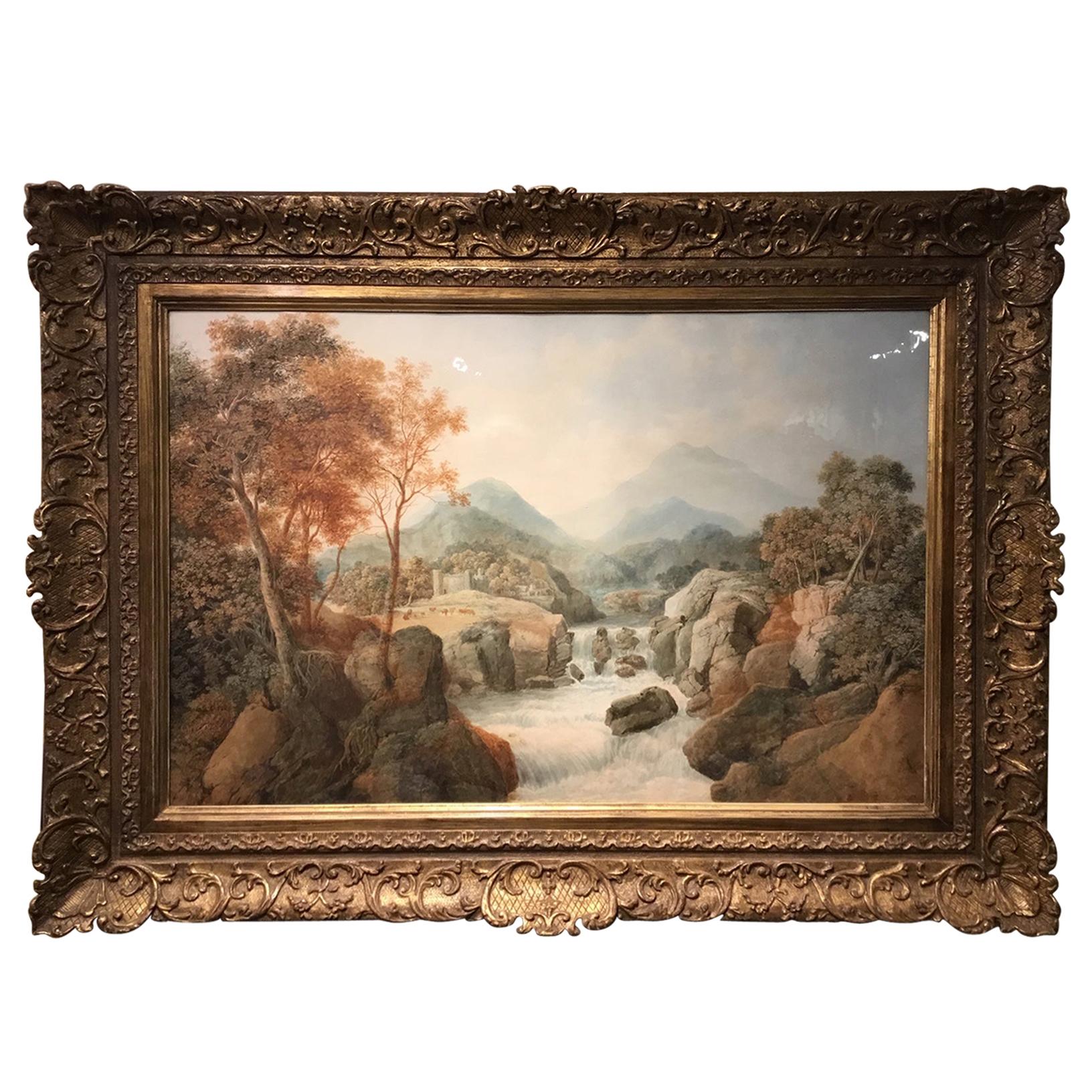 Large 19th Century Scottish Landscape Watercolor For Sale