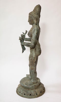 A Large 19th Century South Indian Bronze Dancing Female Figure, Tamil Nadu