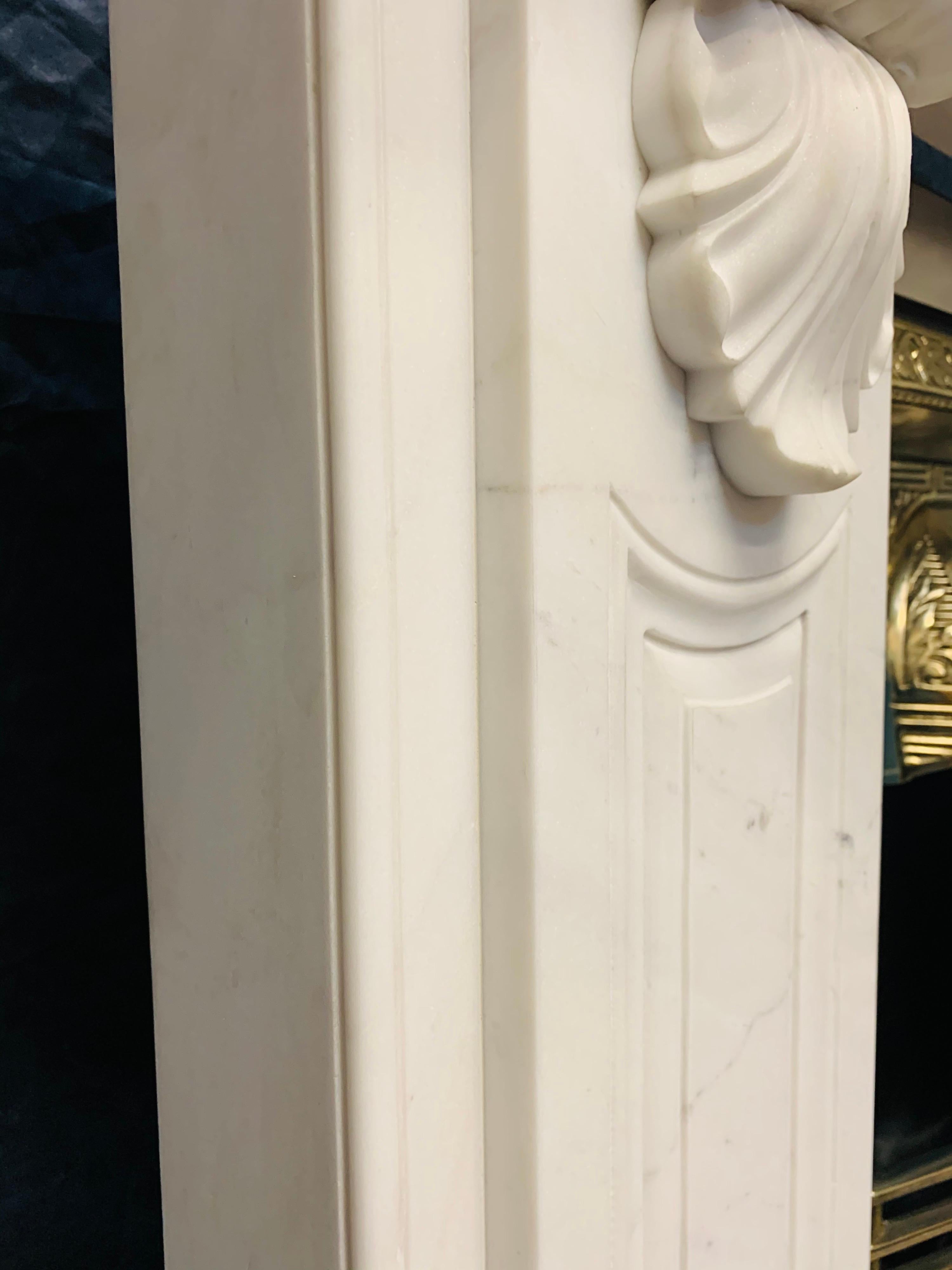 Large 19th Century Style Statuary Marble Corbel Fireplace Surround For Sale 5