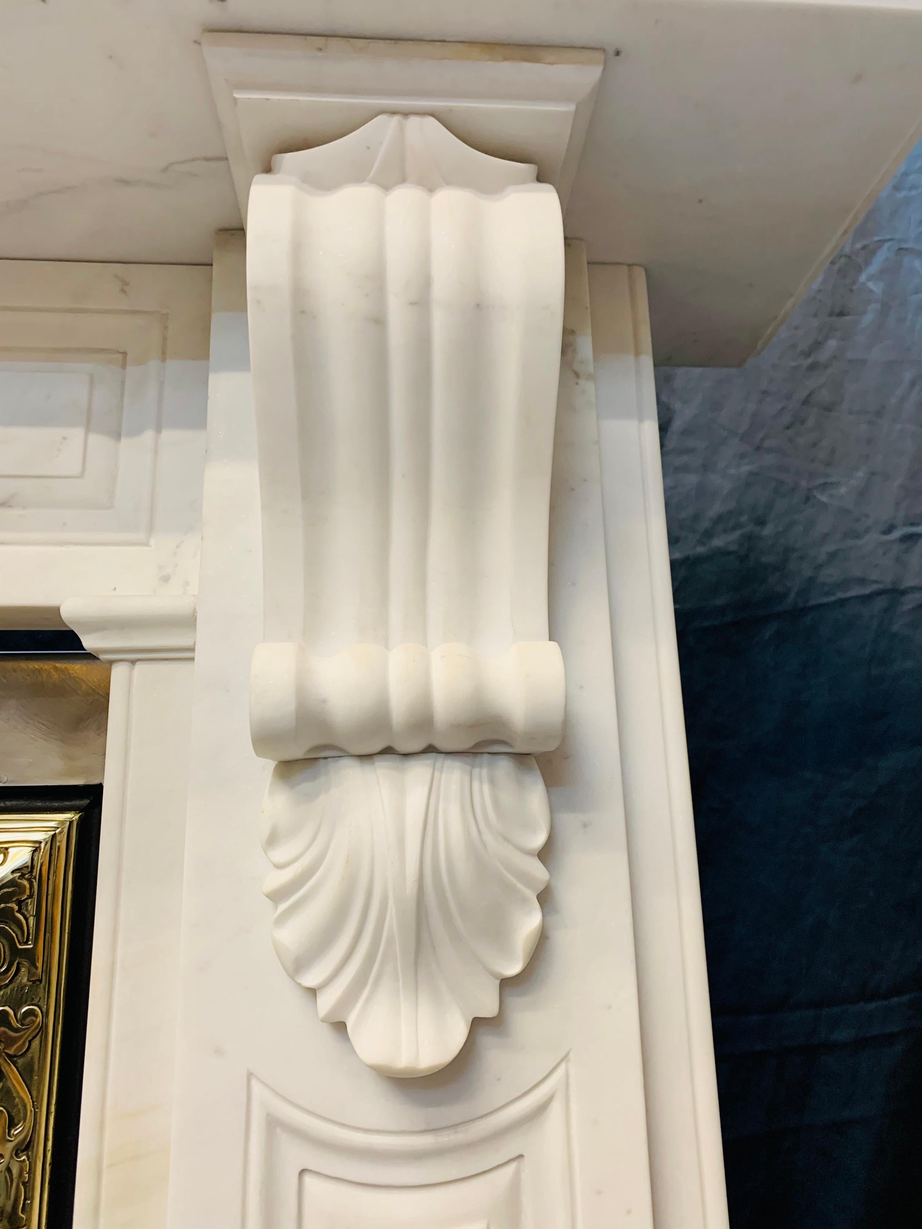 Large 19th Century Style Statuary Marble Corbel Fireplace Surround In Good Condition For Sale In Edinburgh, GB