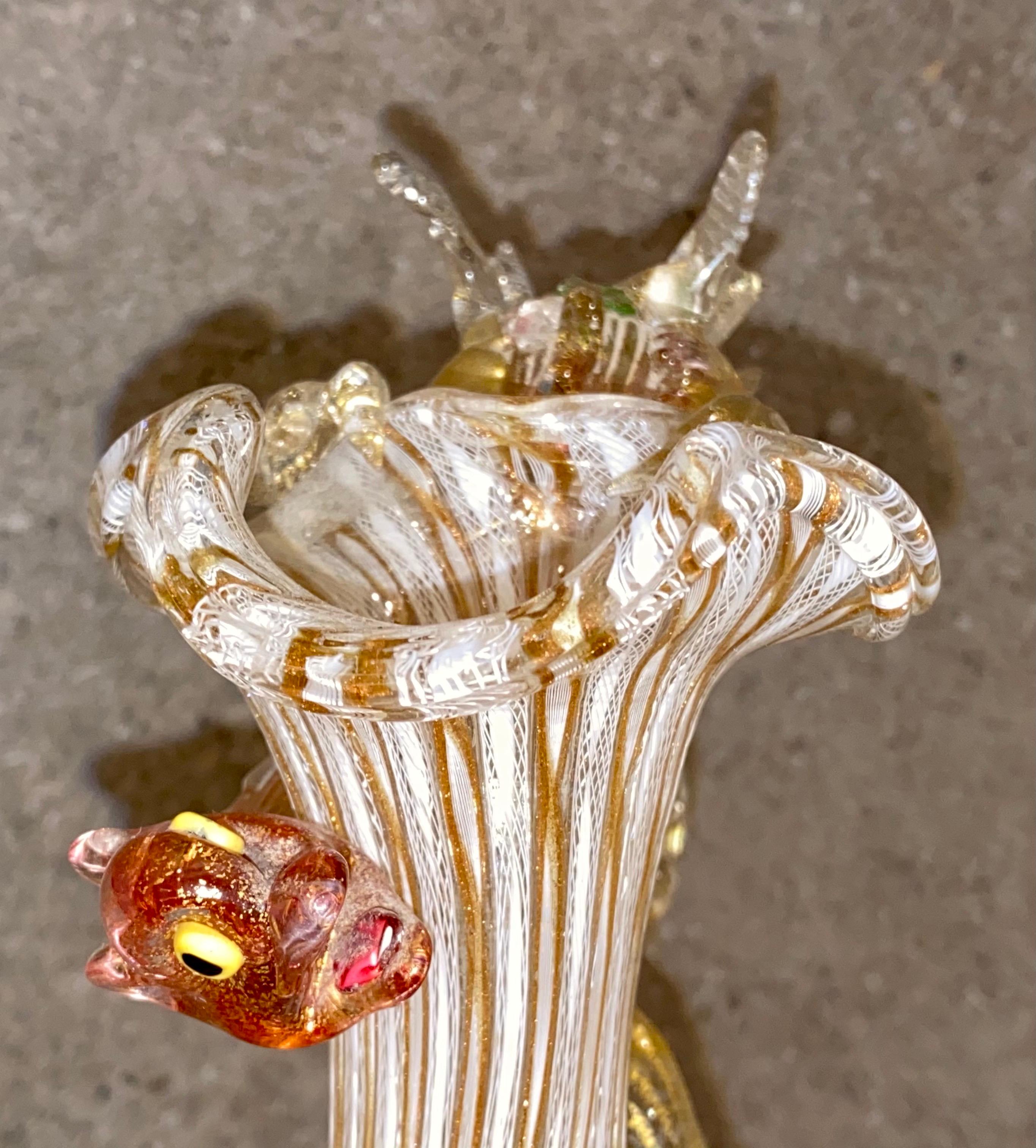 Large 19th Century Venetian Latticino Glass Claret Jug Ewer with Dragon Handle 2