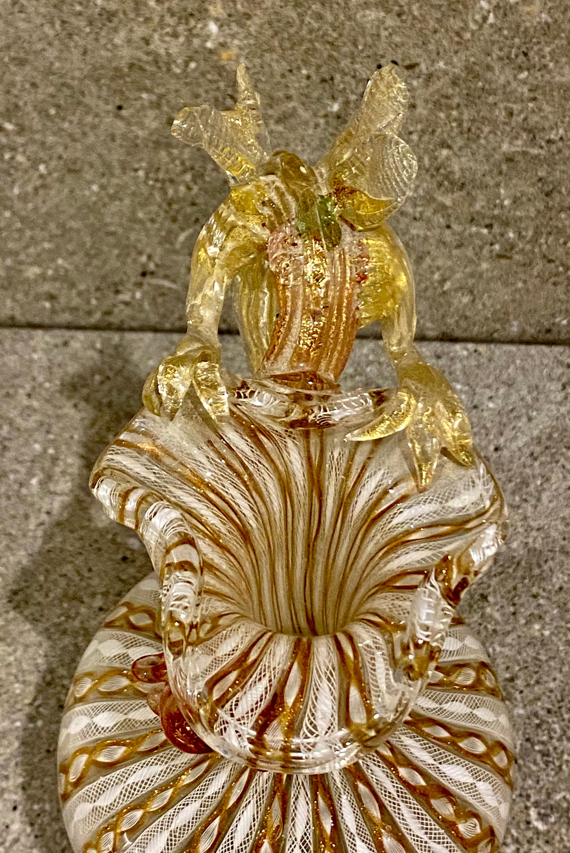 Large 19th Century Venetian Latticino Glass Claret Jug Ewer with Dragon Handle 4