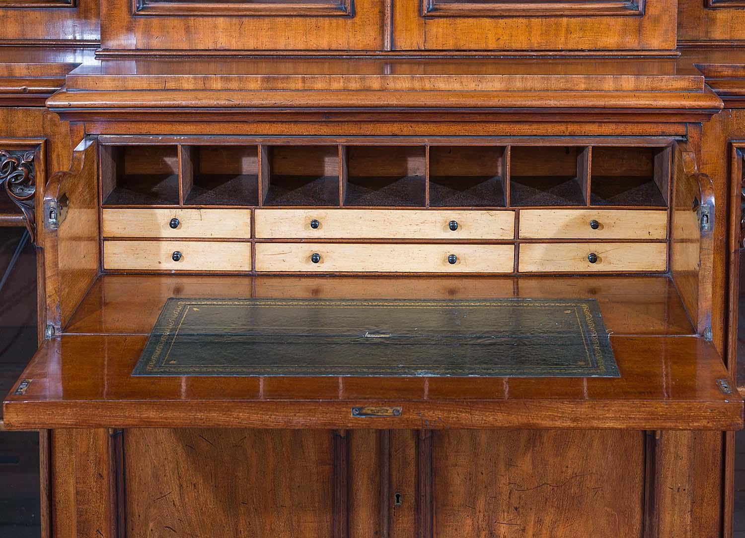 Mahogany Large 19th Century Victorian Breakfront Bookcase with Integral Secretaire For Sale