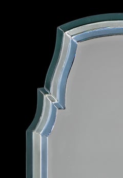 A Large 20th Century Blue Glass Border Art Deco Mirror