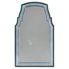 A Large 20th Century Blue Glass Border Art Deco Mirror