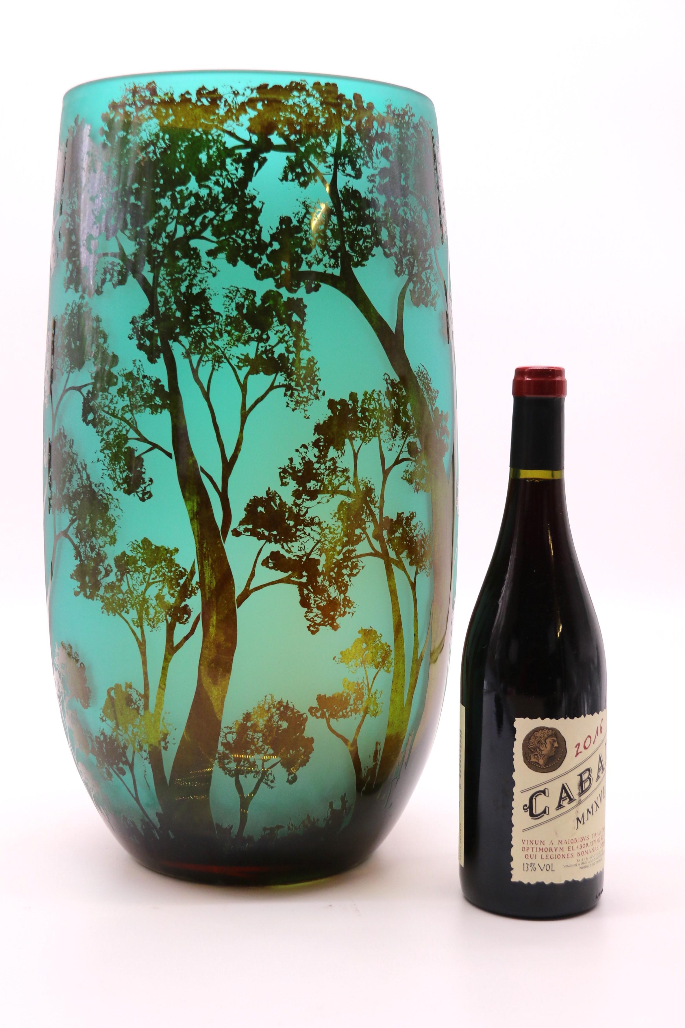A large 20th century cameo glass vase decorated with an intricate woodland scene 3
