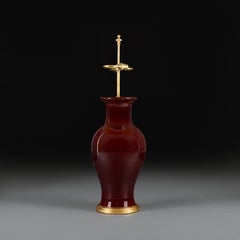A Large 20th Century Chinese Red Sang de Boeuf Vase as a Lamp