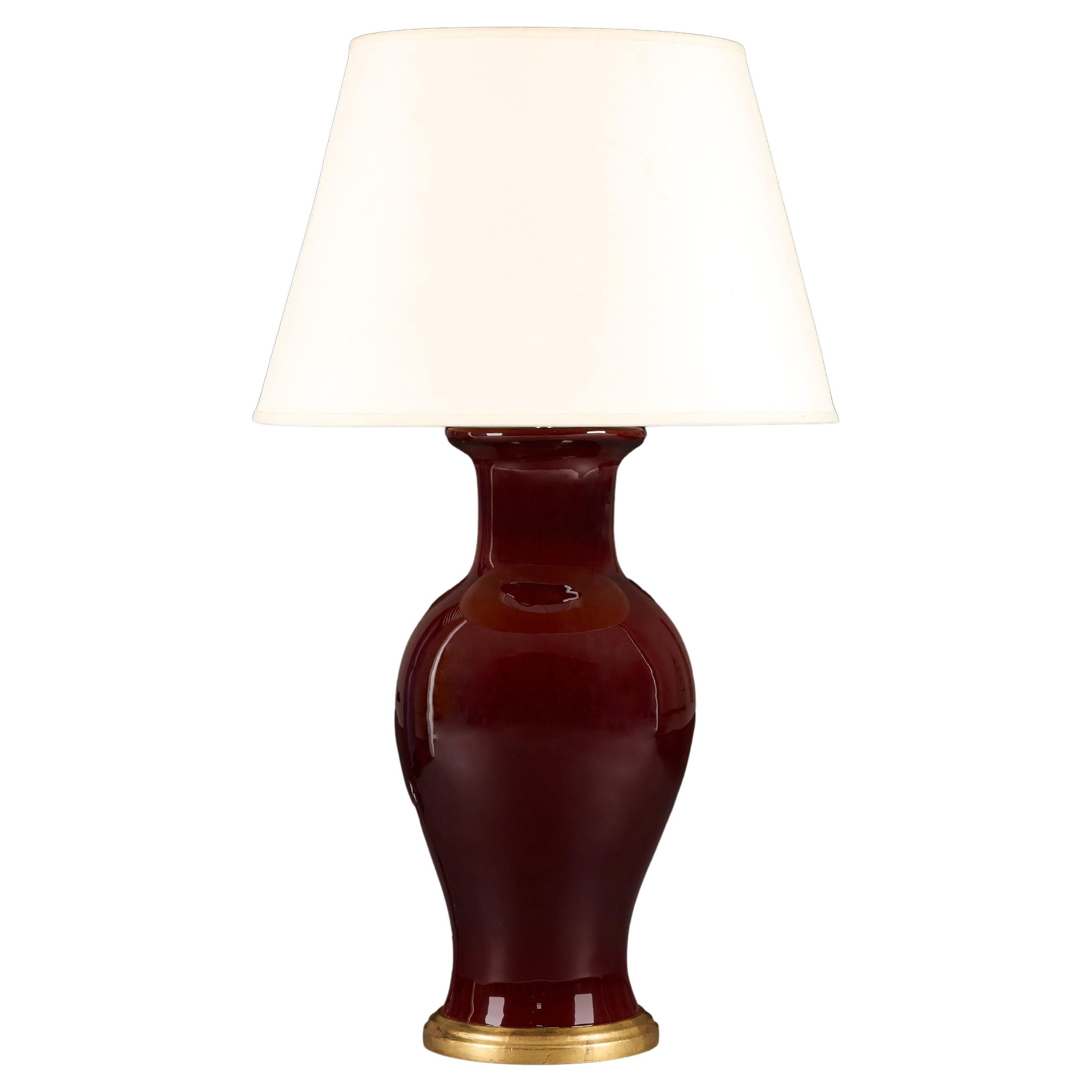 A Large 20th Century Chinese Red Sang de Boeuf Vase as a Lamp