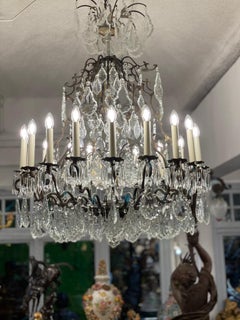 Large 20th Century Cut-Crystal 18 Arm Chandelier