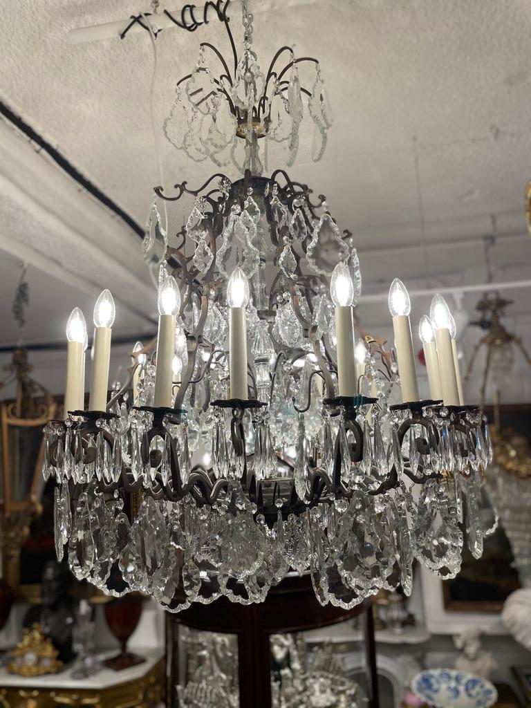 Large 20th Century Cut-Crystal 18 Arm Chandelier For Sale 2