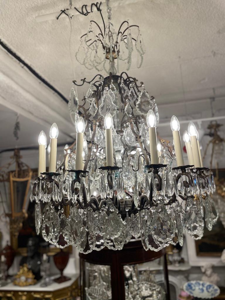 Large 20th Century Cut-Crystal 18 Arm Chandelier For Sale 3