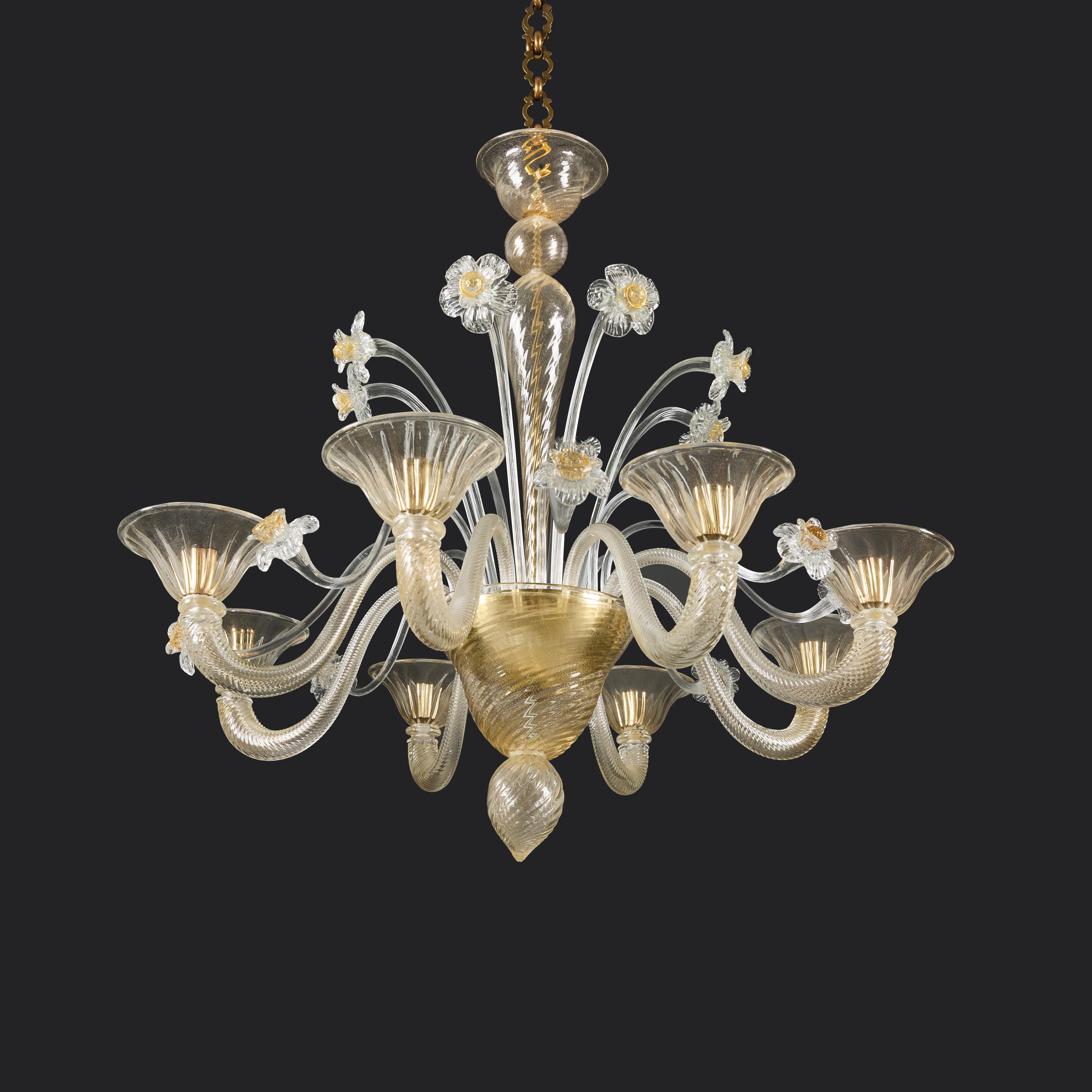 Italian A Large 20th Century Eight Branch Murano Glass Chandelier