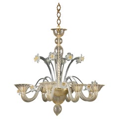 A Large 20th Century Eight Branch Murano Glass Chandelier