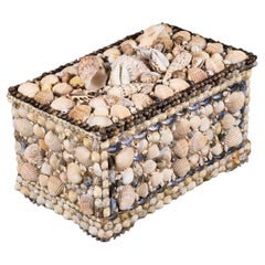 A Large 20th Century Folk Art Shell Encrusted Casket