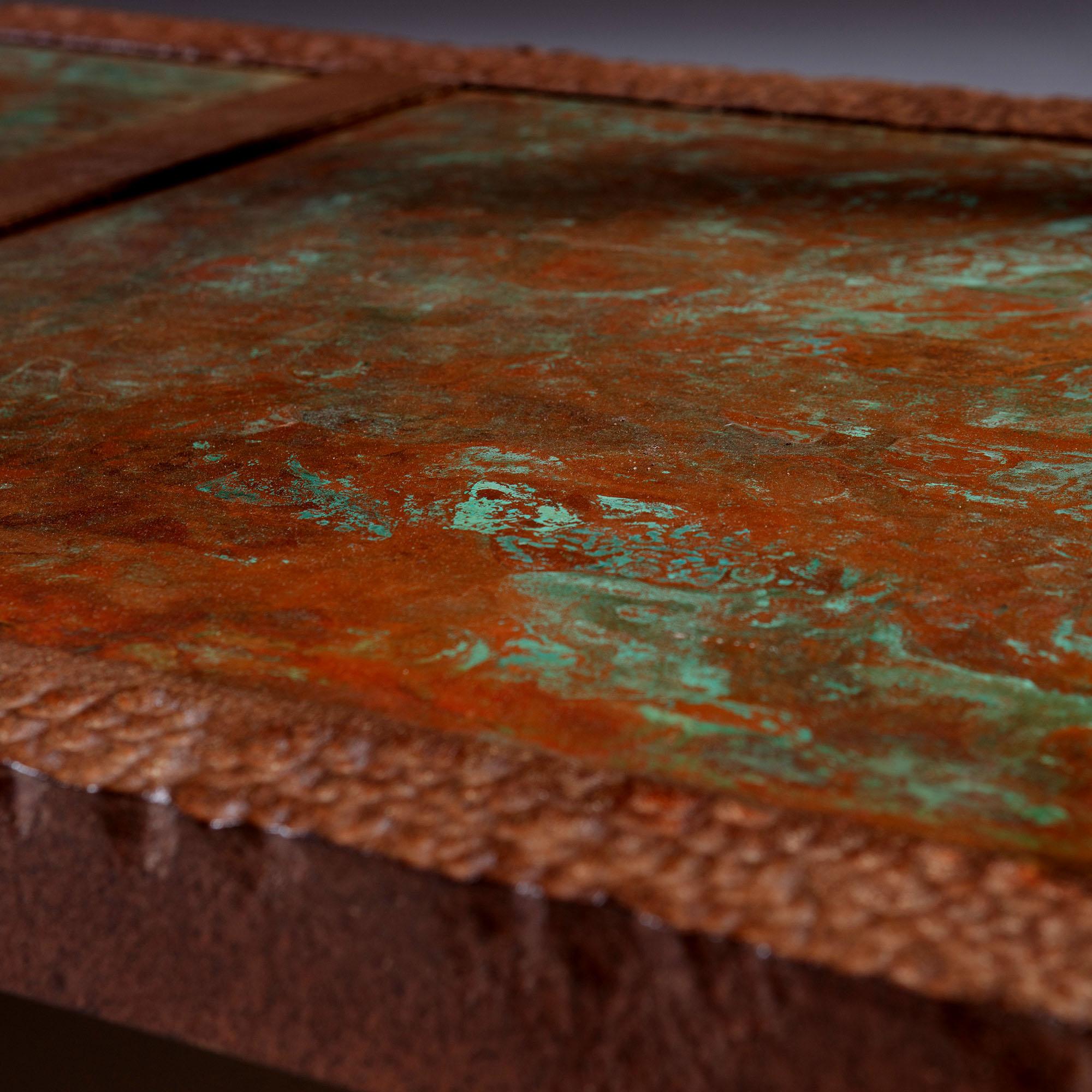 Large 20th Century French Copper Metal Table with Verdigris Patination 9