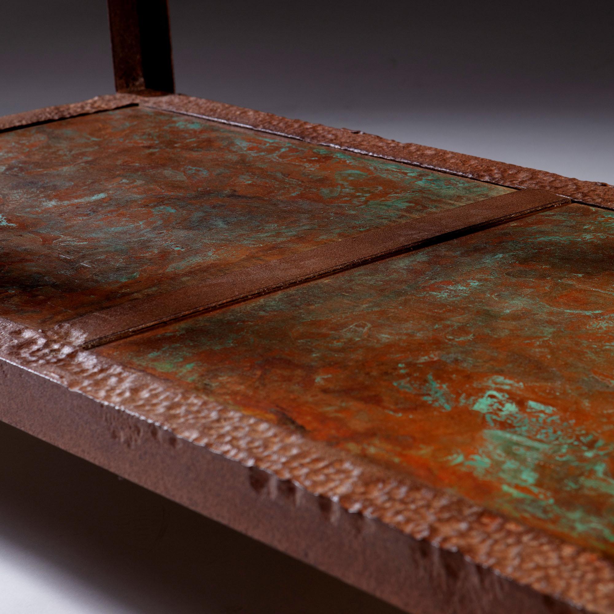 Large 20th Century French Copper Metal Table with Verdigris Patination 3