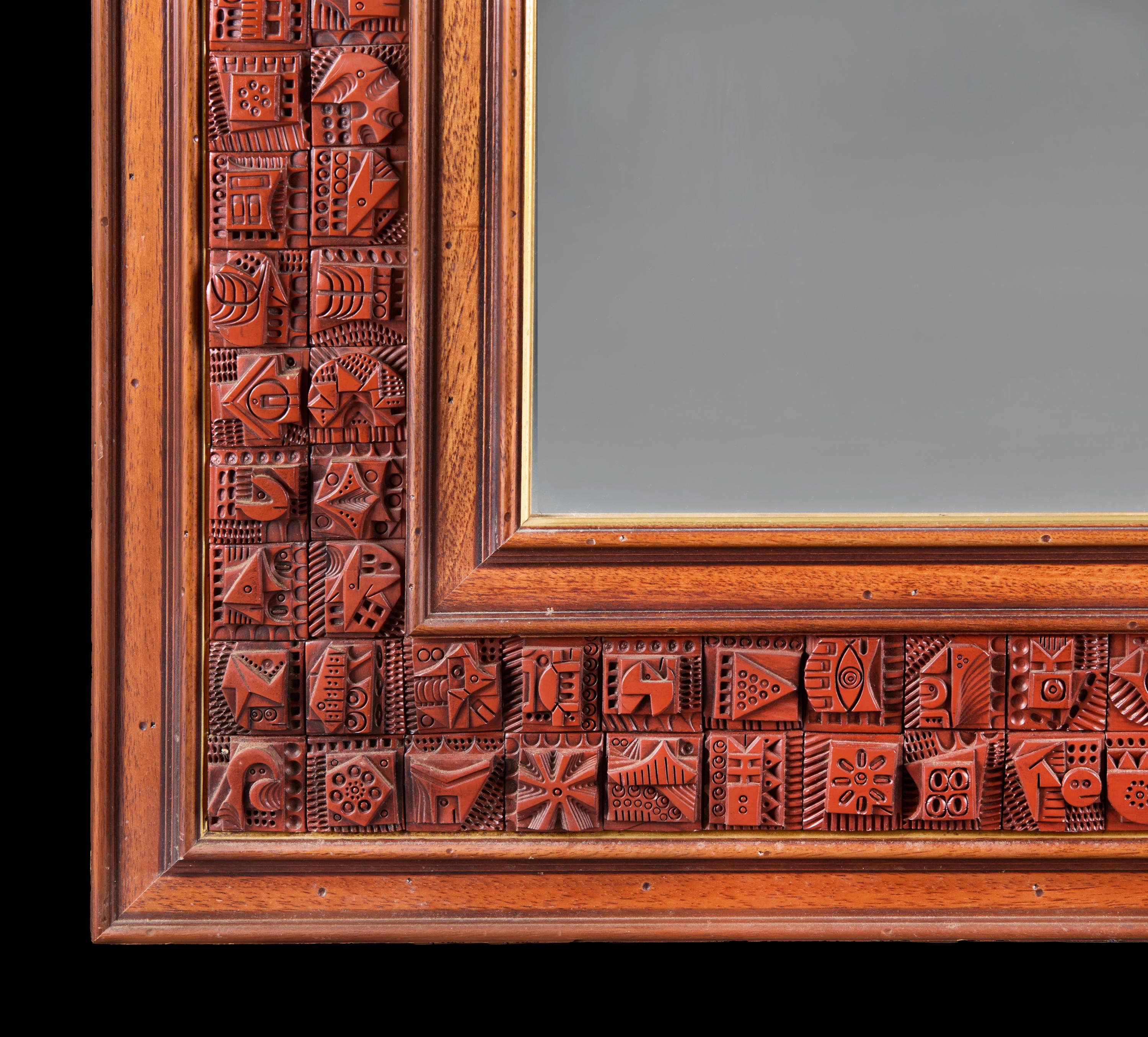 English A Large 20th Century Terracotta Tile Mirror by Ron Hitchins For Sale