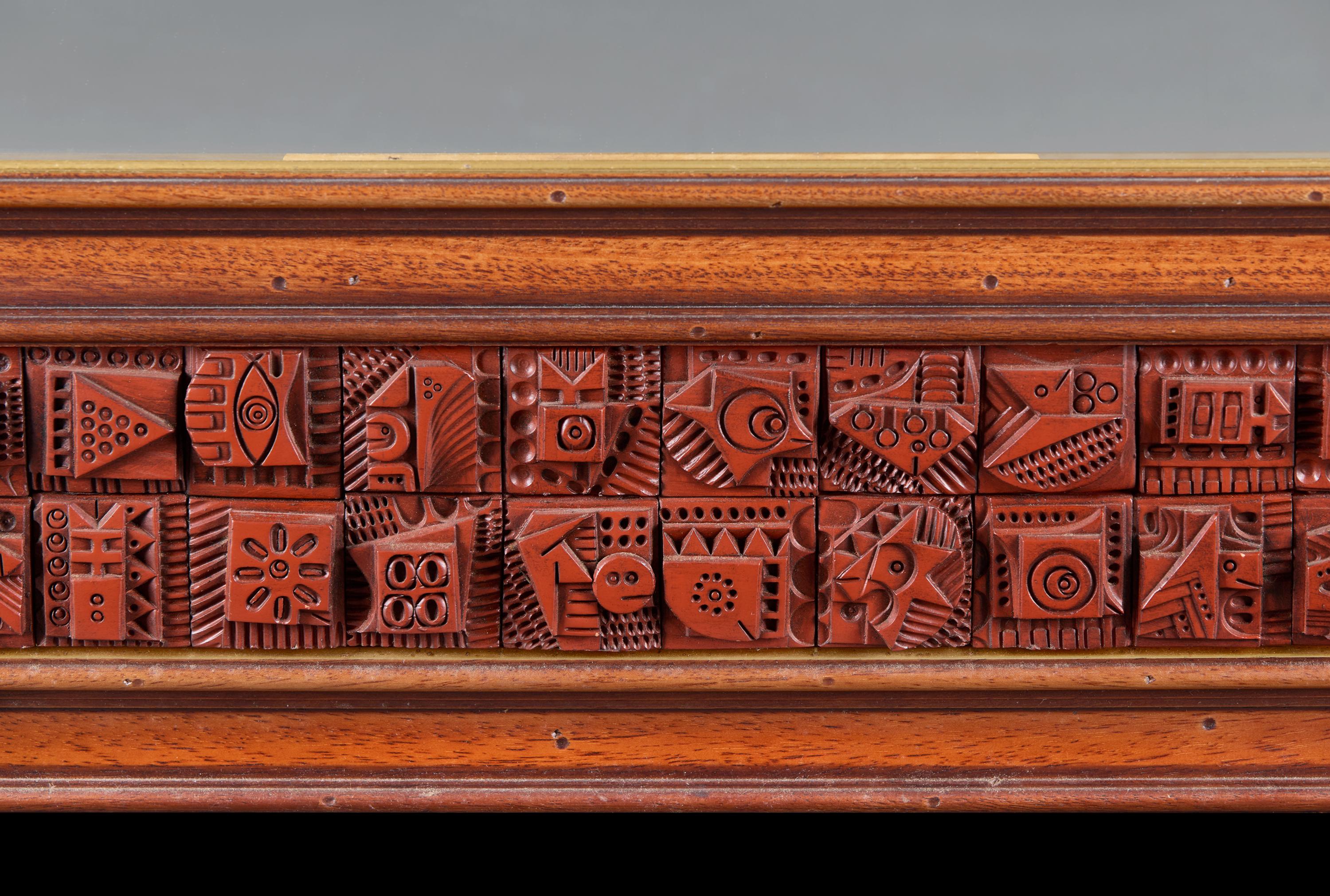 A Large 20th Century Terracotta Tile Mirror by Ron Hitchins In Good Condition For Sale In London, GB