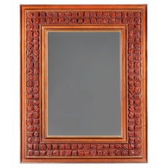A Large 20th Century Terracotta Tile Mirror by Ron Hitchins