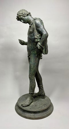 A large 23 1/2-inch high 19th century Grand Tour bronze model of Narcissus