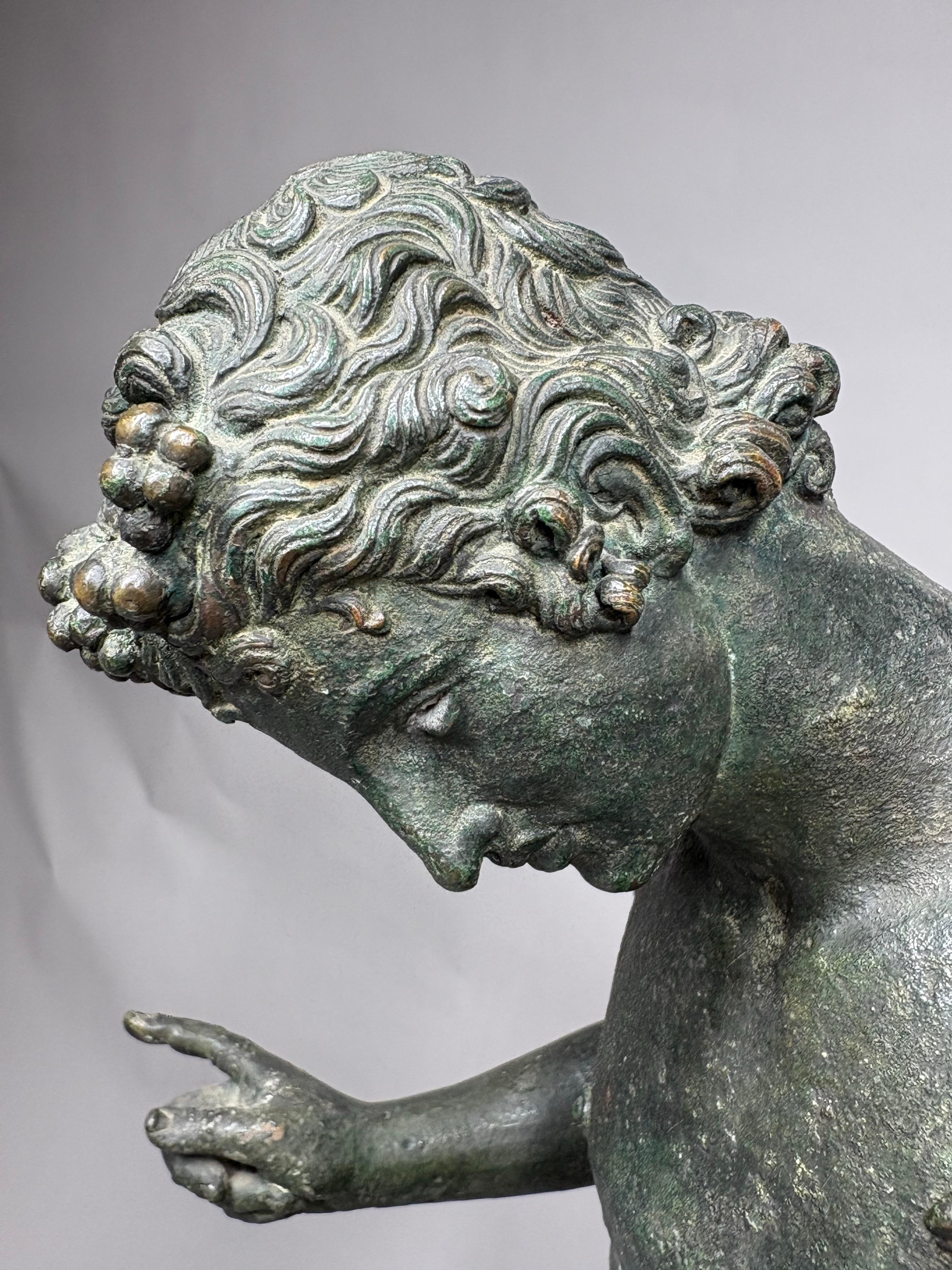 A large 23 1/2-inch high 19th century Grand Tour bronze model of Narcissus in vendita 1